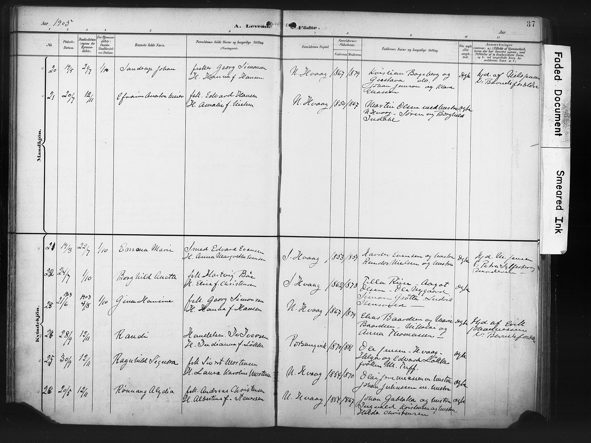 Måsøy sokneprestkontor, SATØ/S-1348/H/Ha/L0008kirke: Parish register (official) no. 8, 1900-1910, p. 37