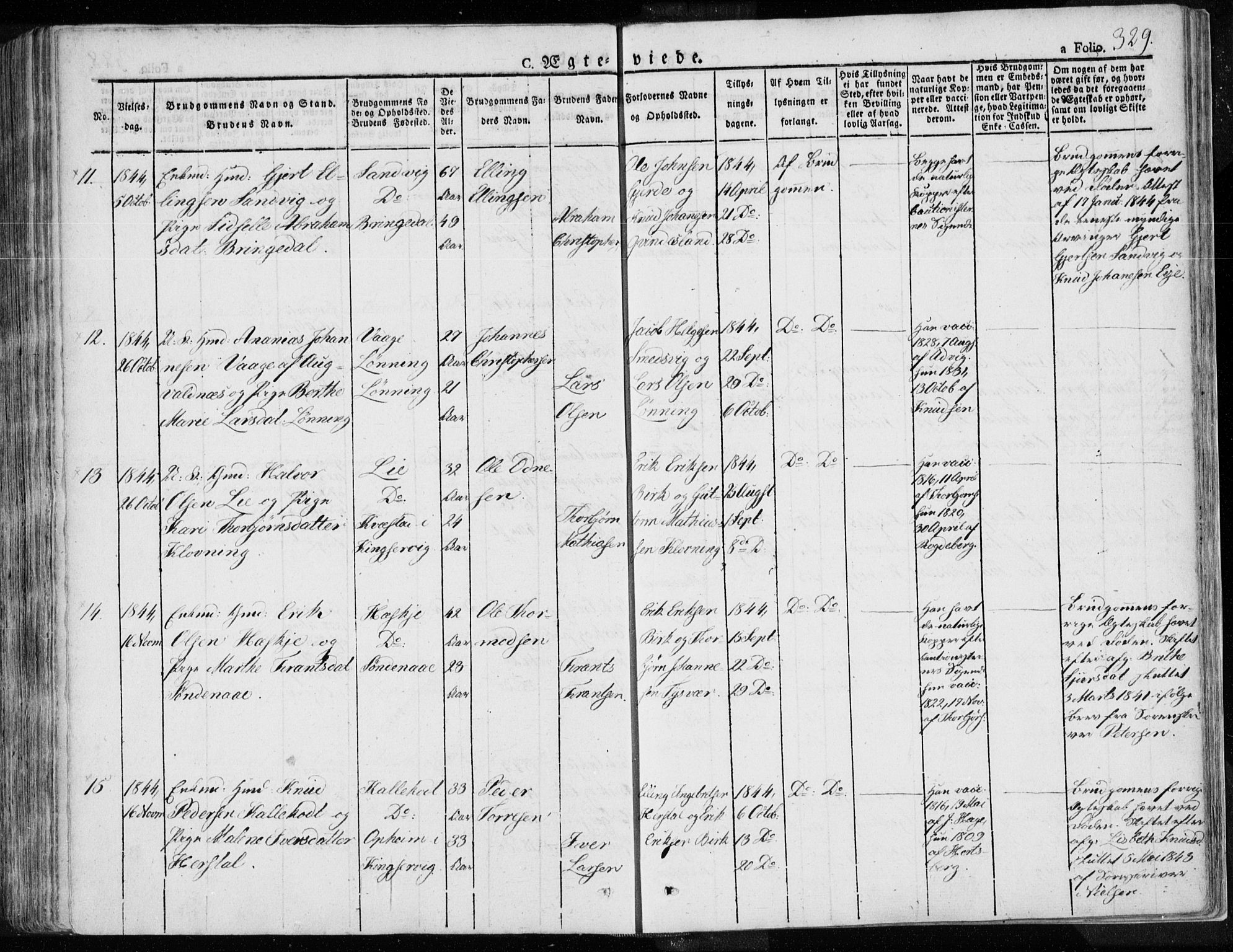 Tysvær sokneprestkontor, SAST/A -101864/H/Ha/Haa/L0001: Parish register (official) no. A 1.1, 1831-1856, p. 329