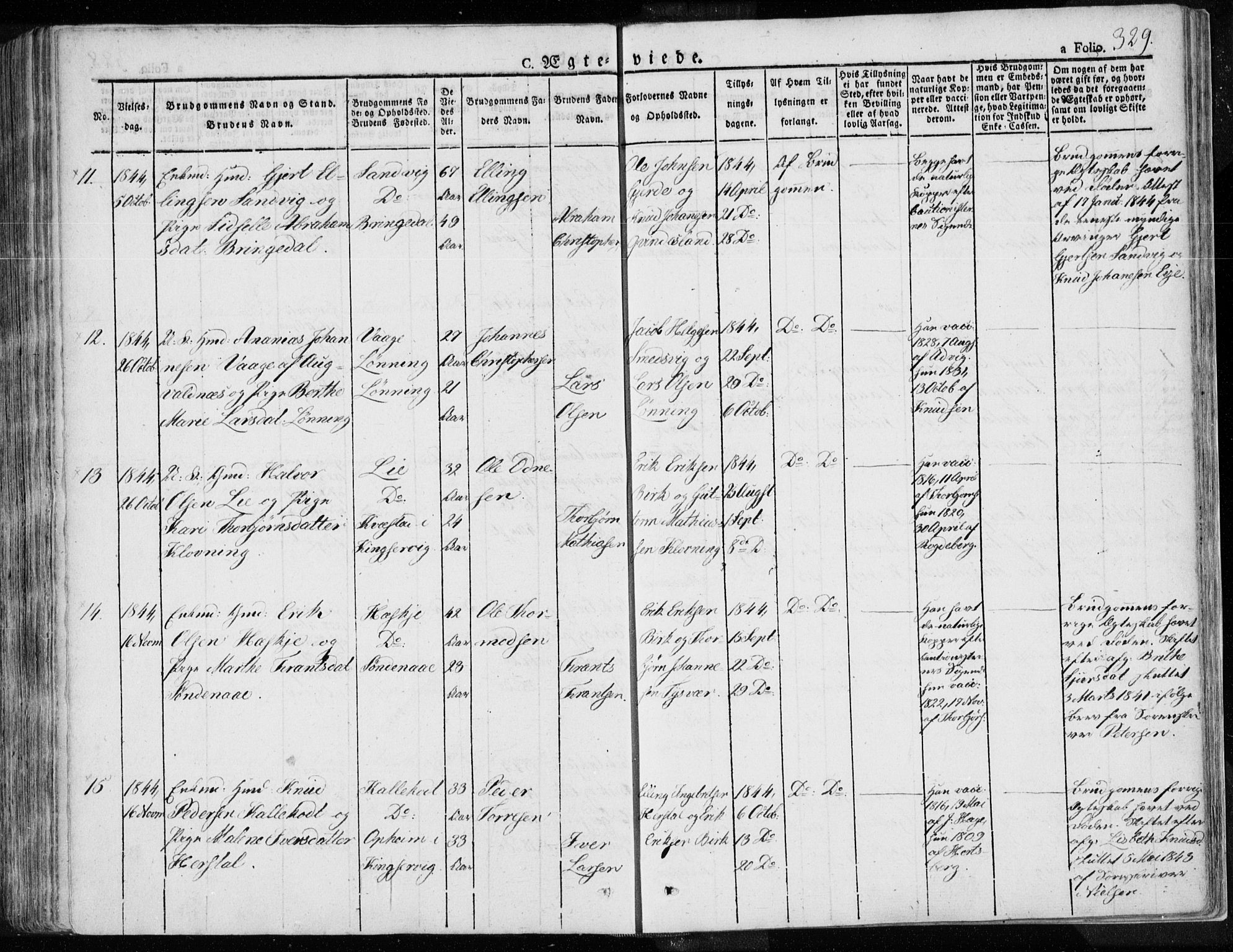 Tysvær sokneprestkontor, AV/SAST-A -101864/H/Ha/Haa/L0001: Parish register (official) no. A 1.1, 1831-1856, p. 329