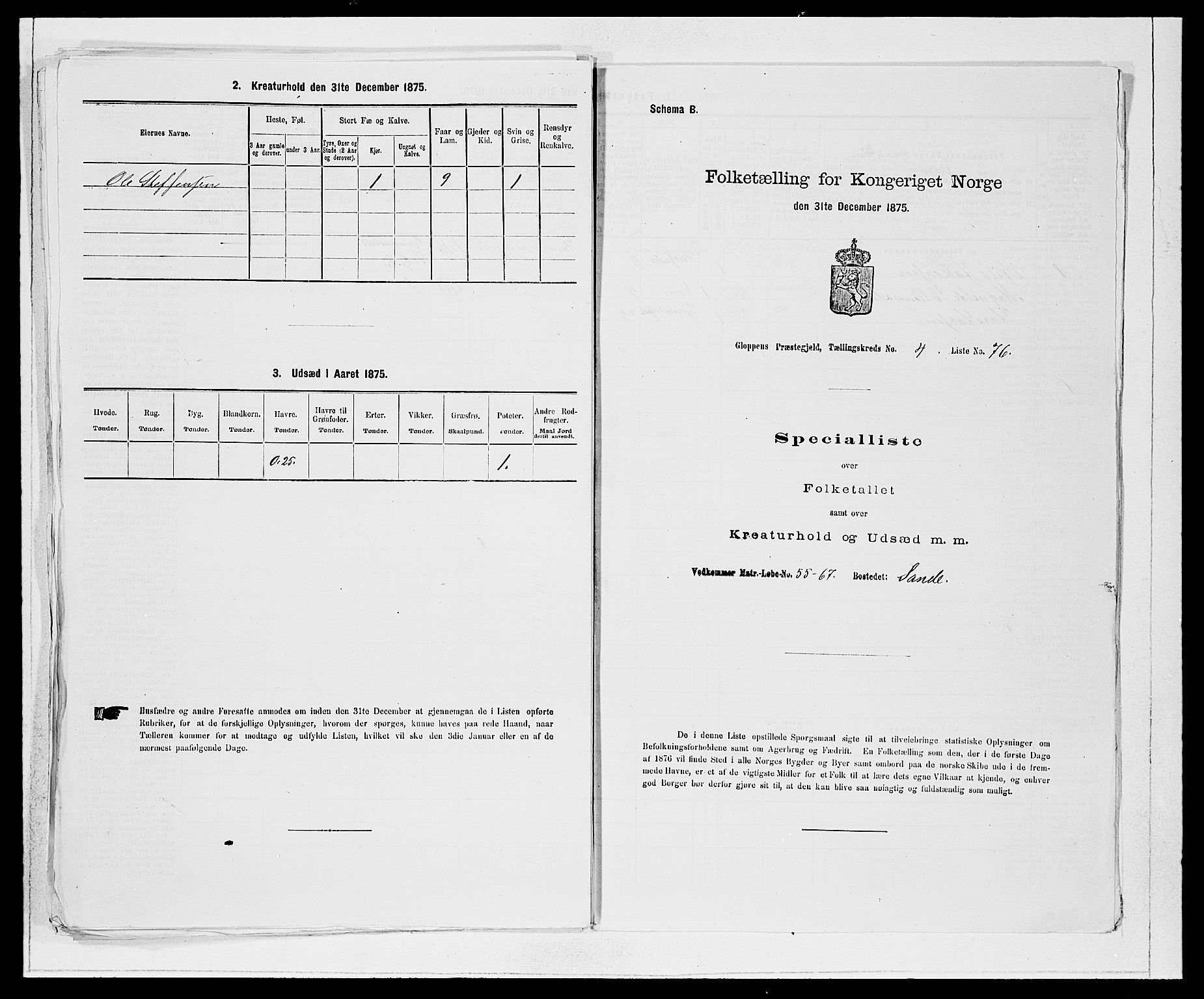 SAB, 1875 Census for 1445P Gloppen, 1875, p. 578