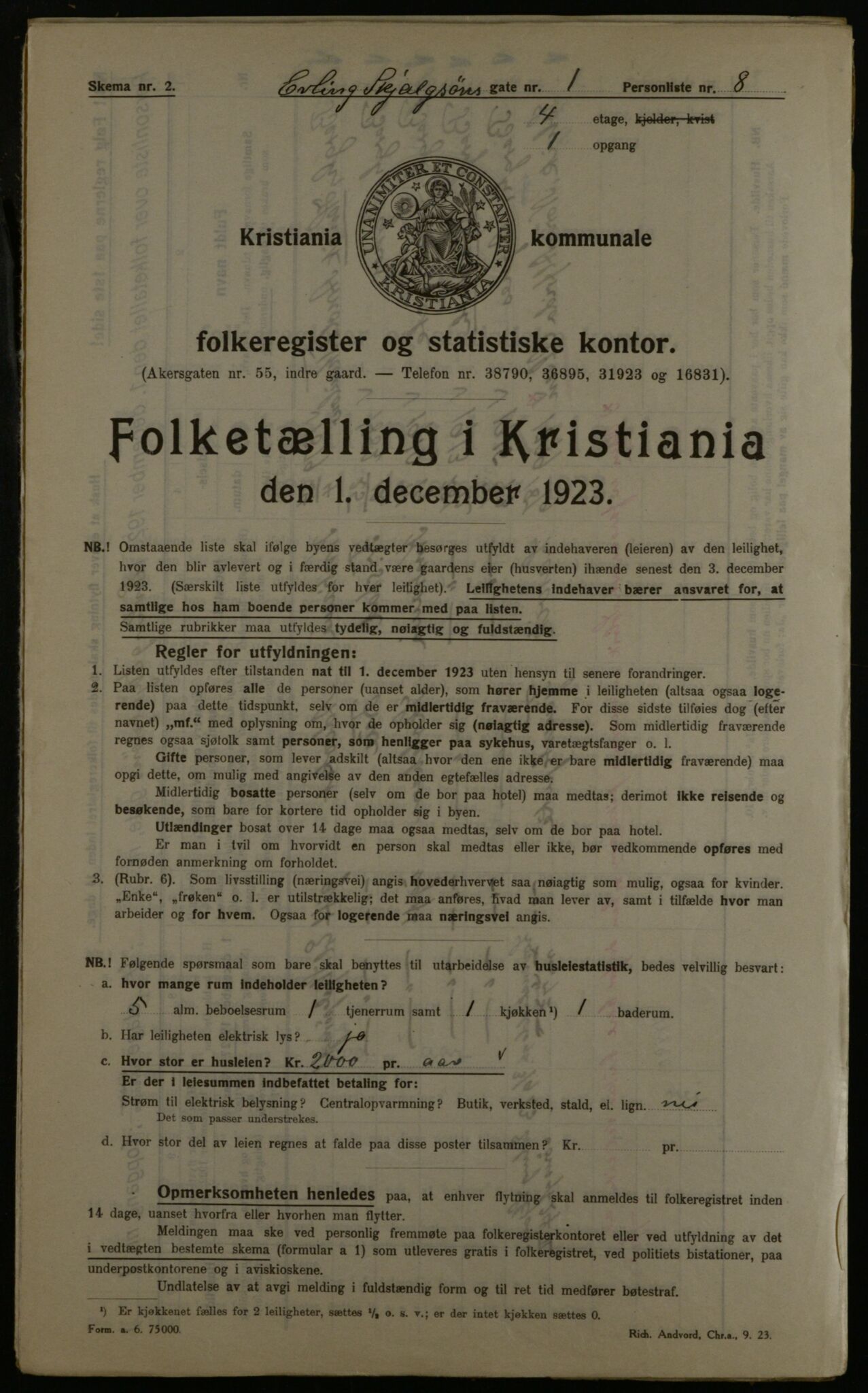 OBA, Municipal Census 1923 for Kristiania, 1923, p. 24787