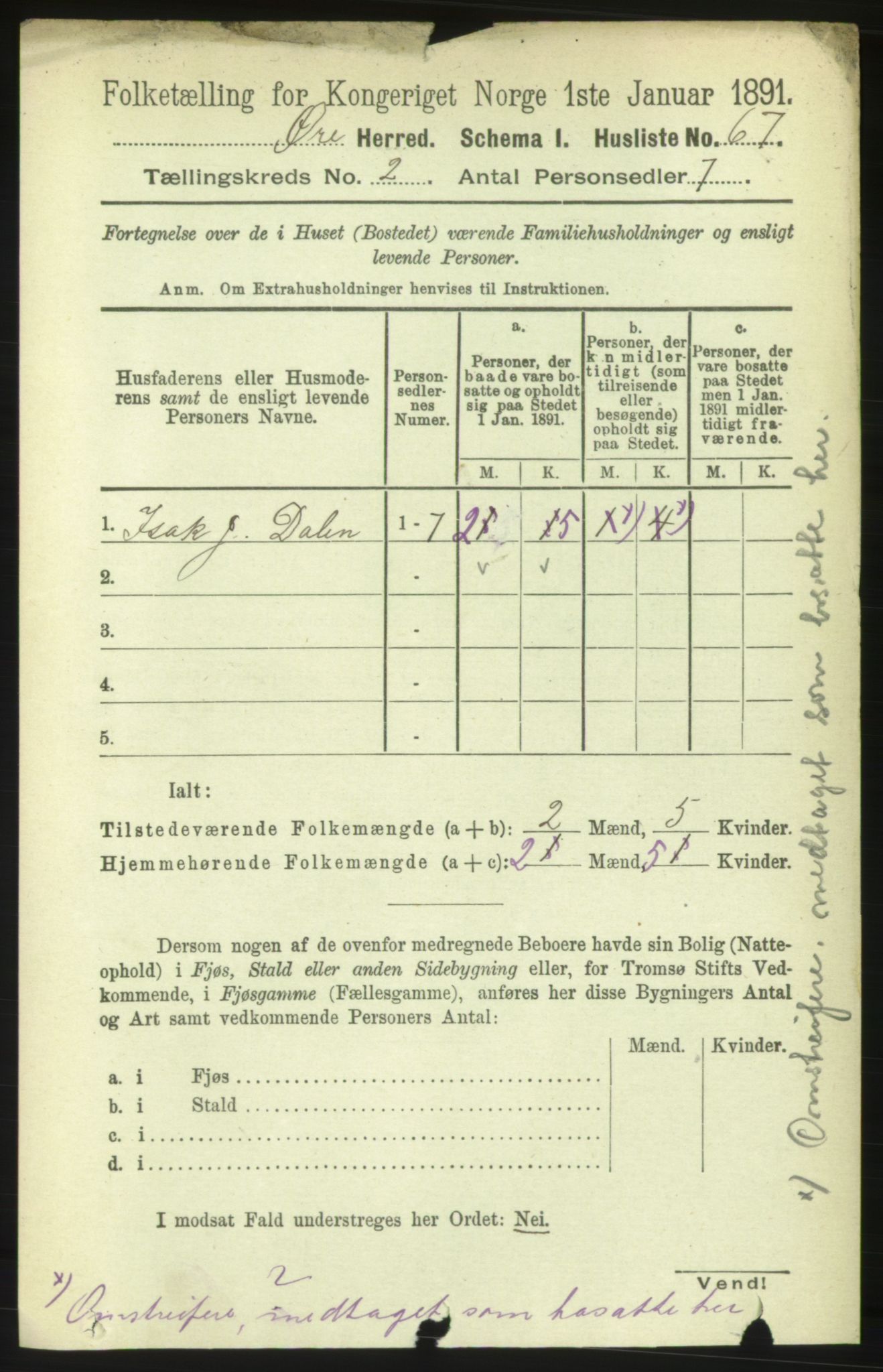 RA, 1891 census for 1558 Øre, 1891, p. 497