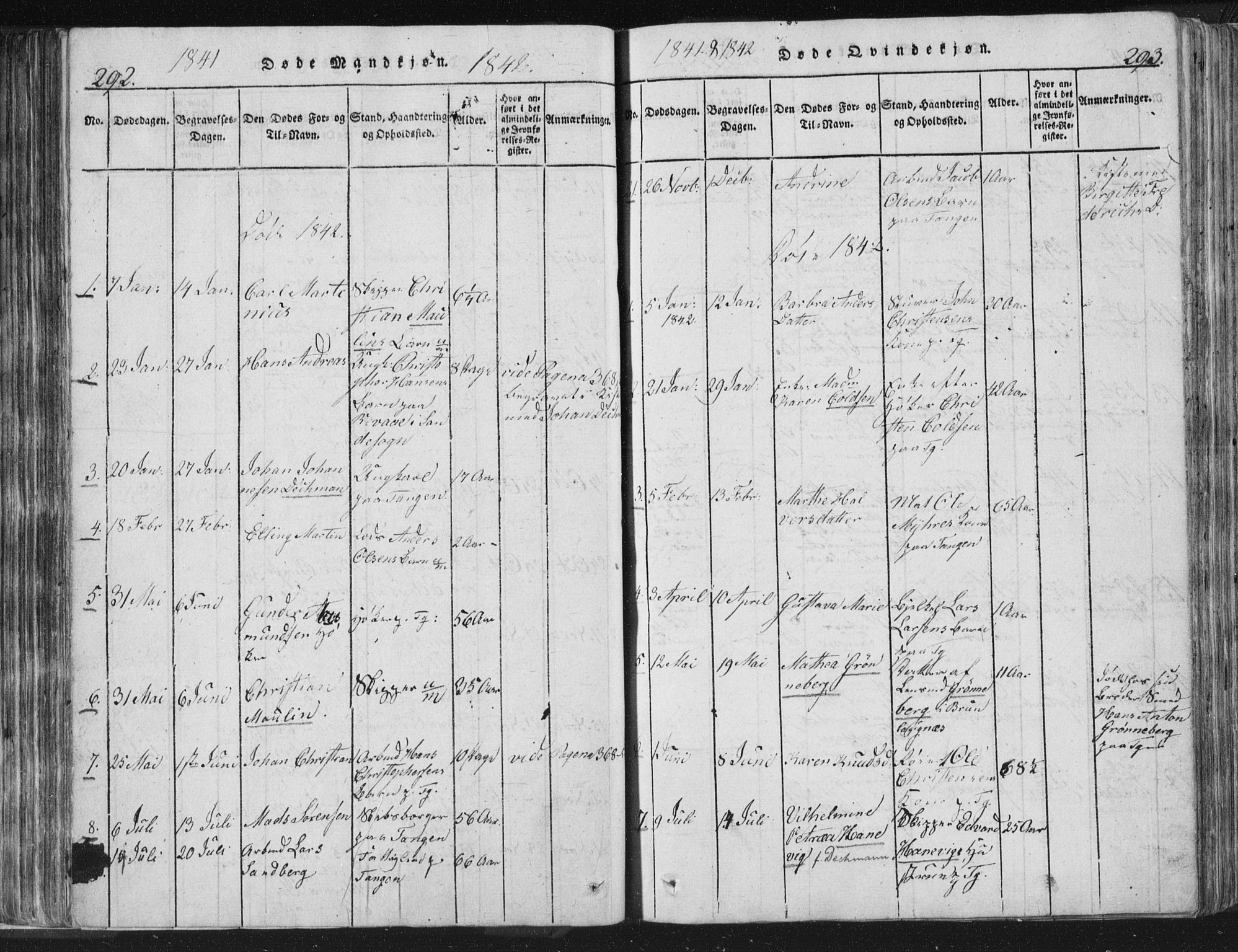 Strømsø kirkebøker, AV/SAKO-A-246/F/Fb/L0004: Parish register (official) no. II 4, 1814-1843, p. 292-293