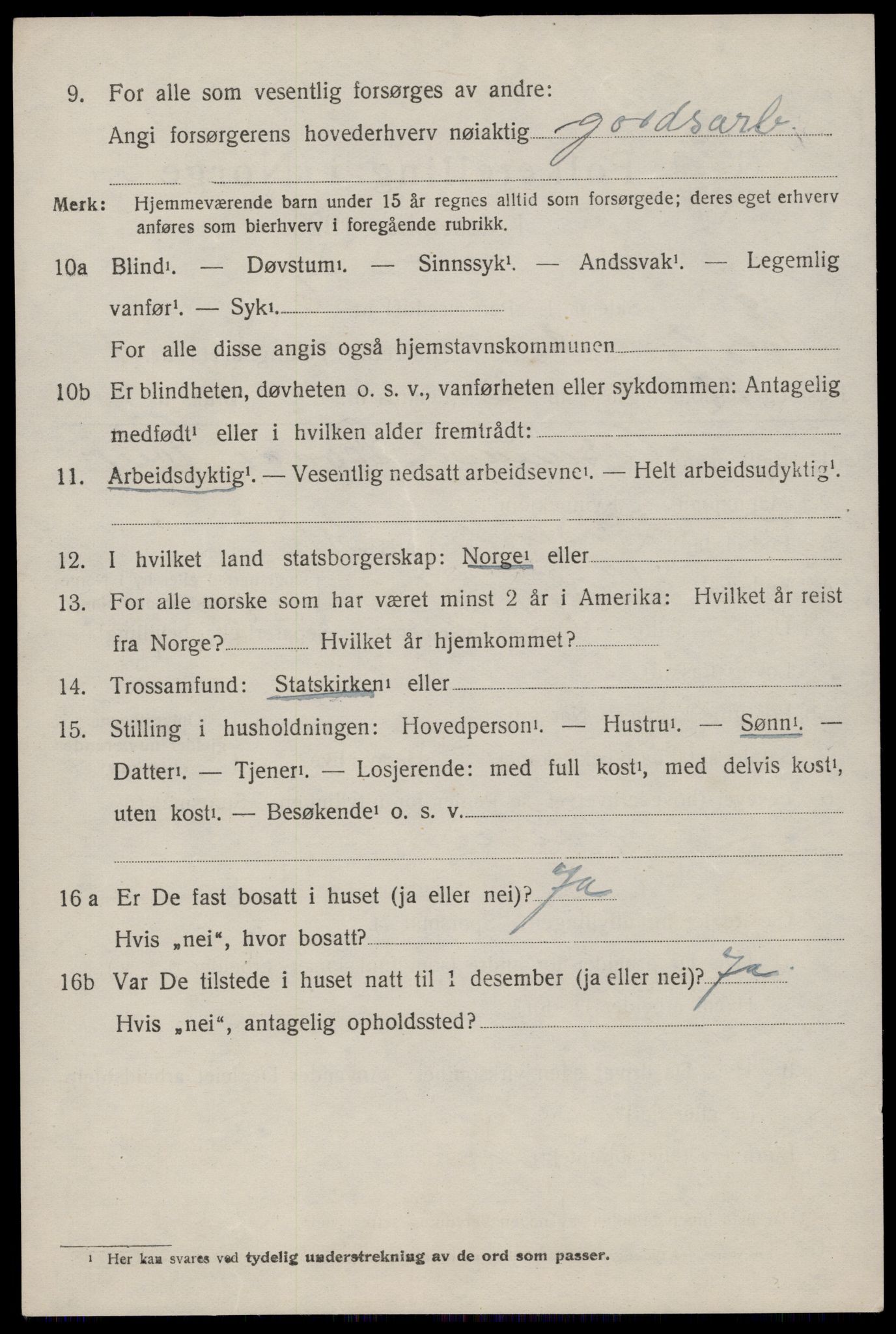 SAST, 1920 census for Erfjord, 1920, p. 294
