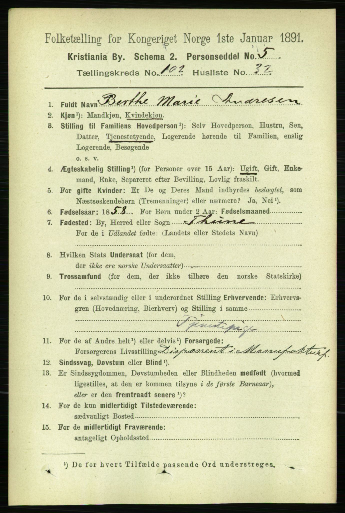 RA, 1891 census for 0301 Kristiania, 1891, p. 51225