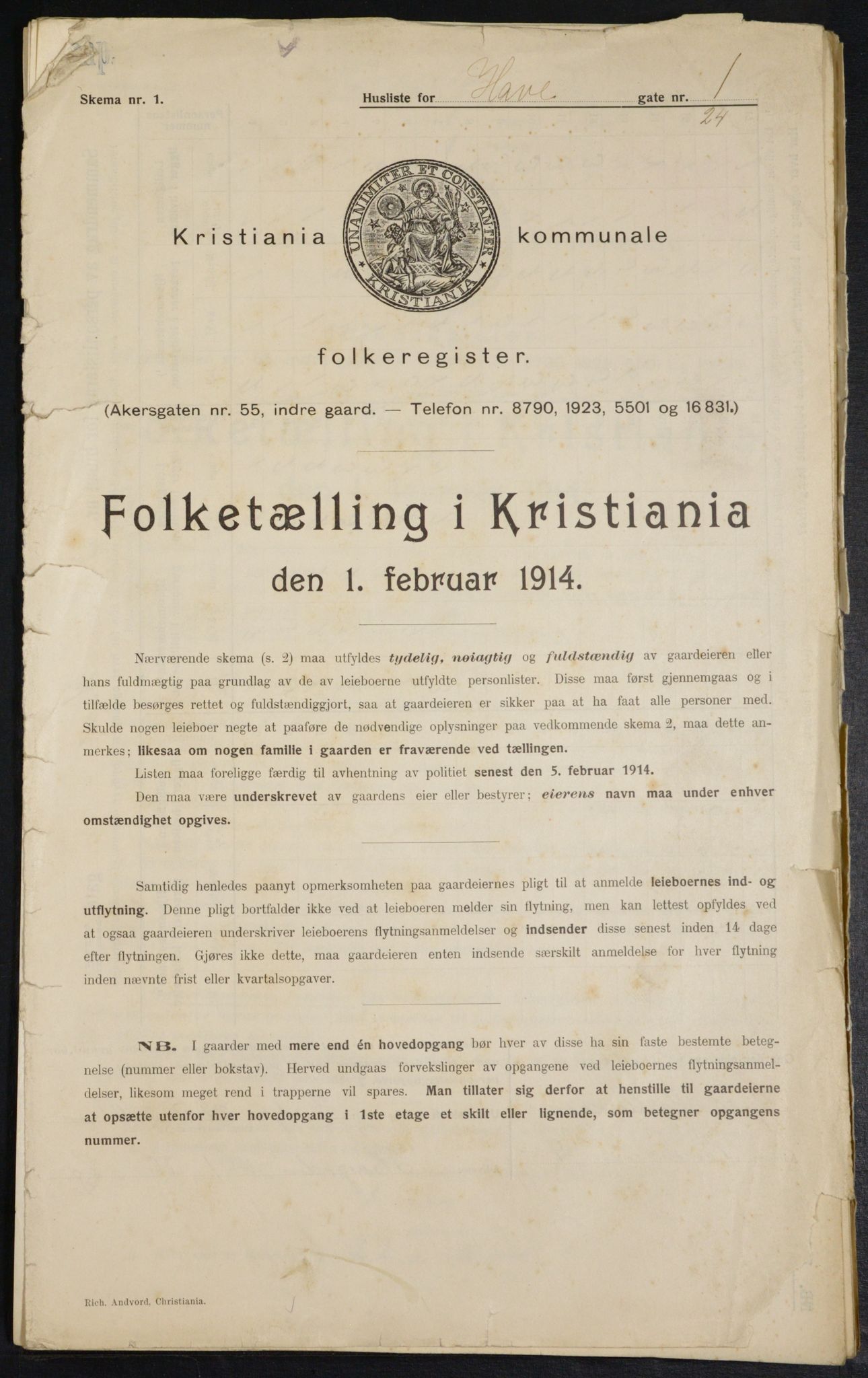 OBA, Municipal Census 1914 for Kristiania, 1914, p. 33395