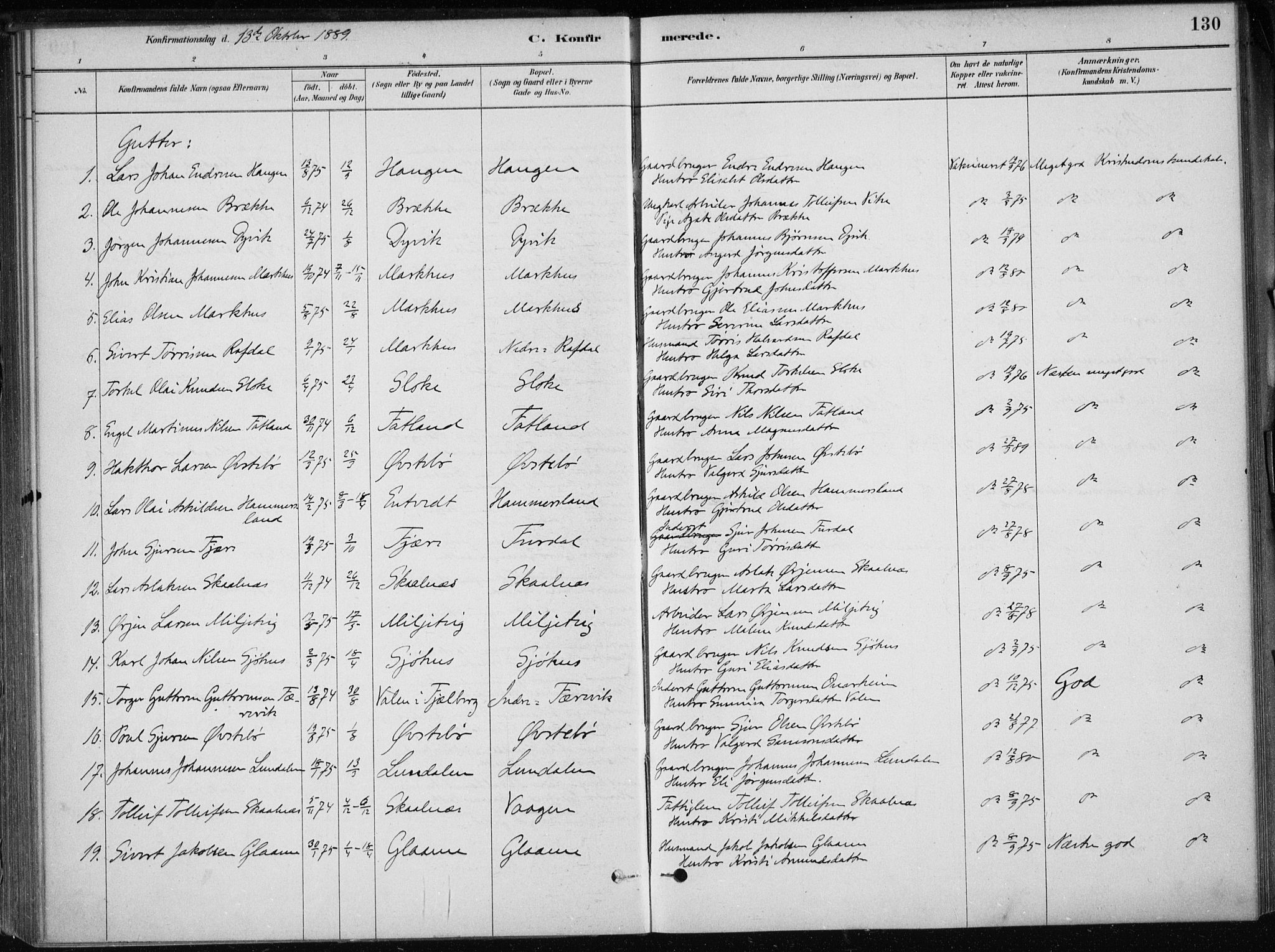 Skånevik sokneprestembete, SAB/A-77801/H/Haa: Parish register (official) no. E  1, 1879-1901, p. 130