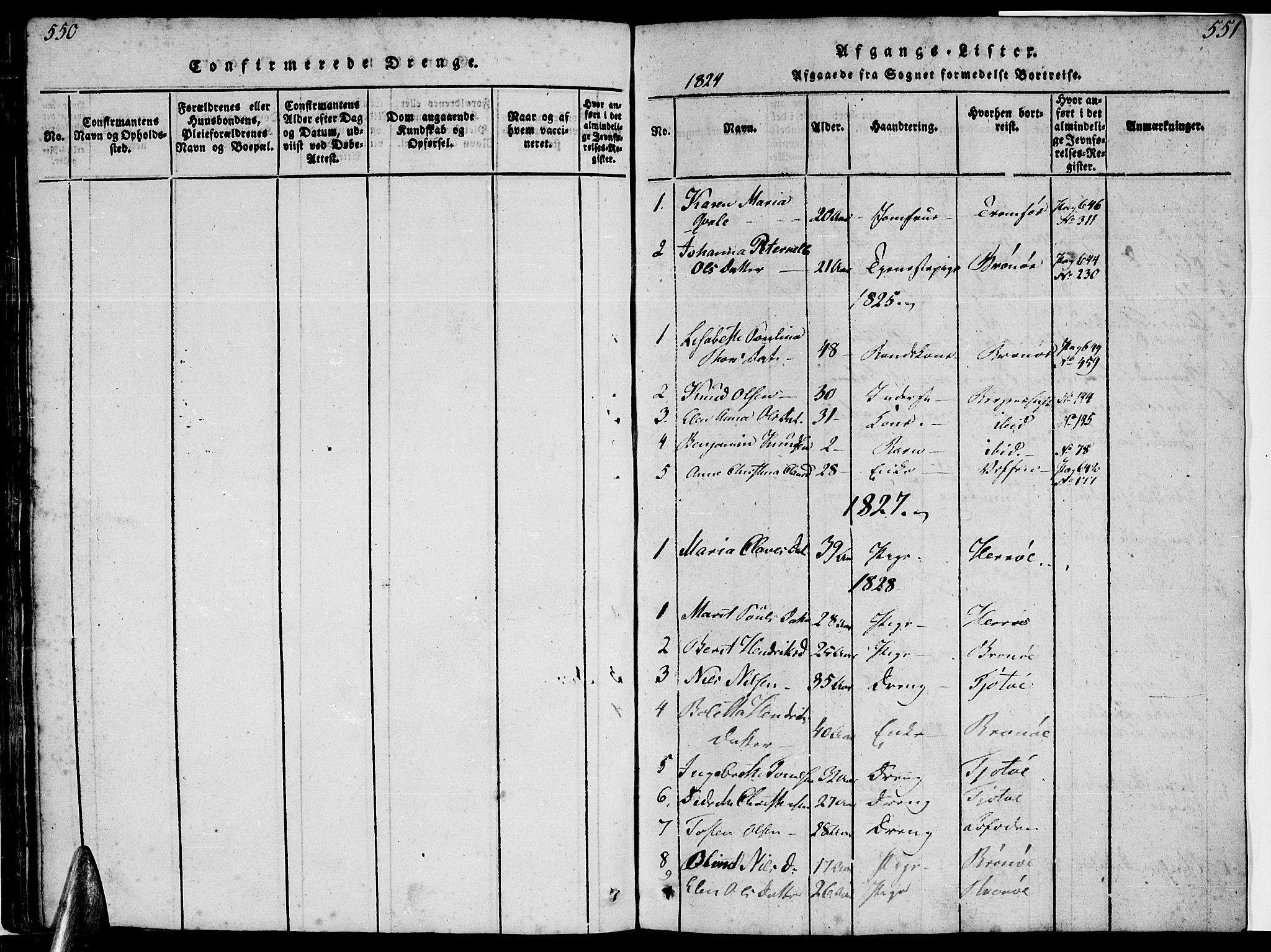 Ministerialprotokoller, klokkerbøker og fødselsregistre - Nordland, SAT/A-1459/816/L0239: Parish register (official) no. 816A05, 1820-1845, p. 550-551