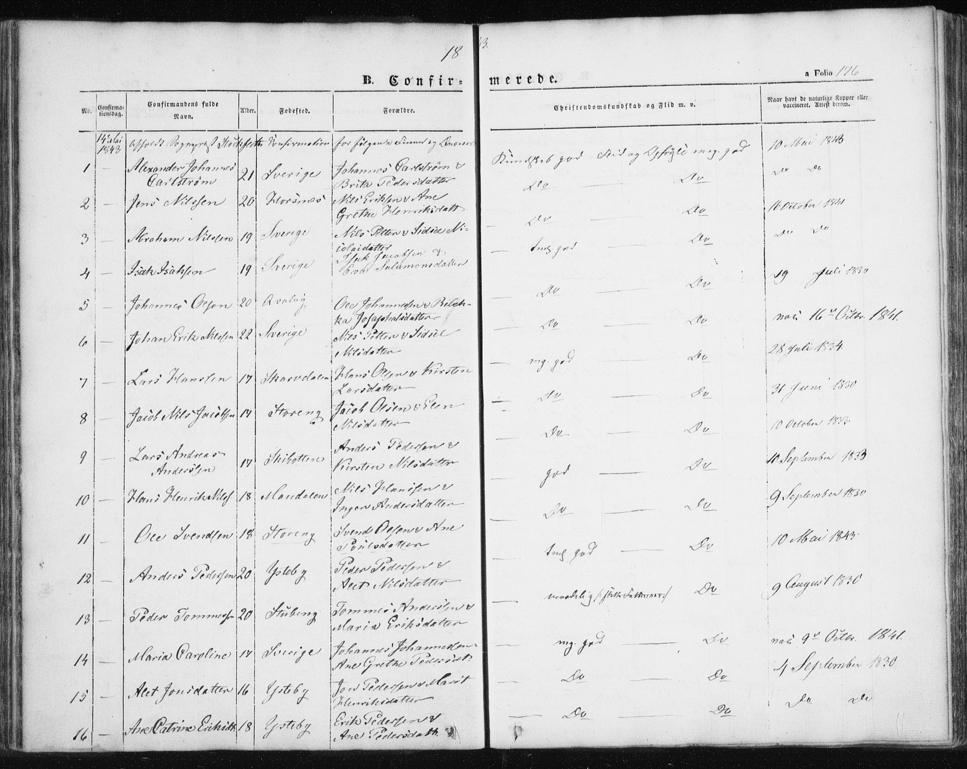 Lyngen sokneprestembete, SATØ/S-1289/H/He/Hea/L0004kirke: Parish register (official) no. 4, 1839-1858, p. 176