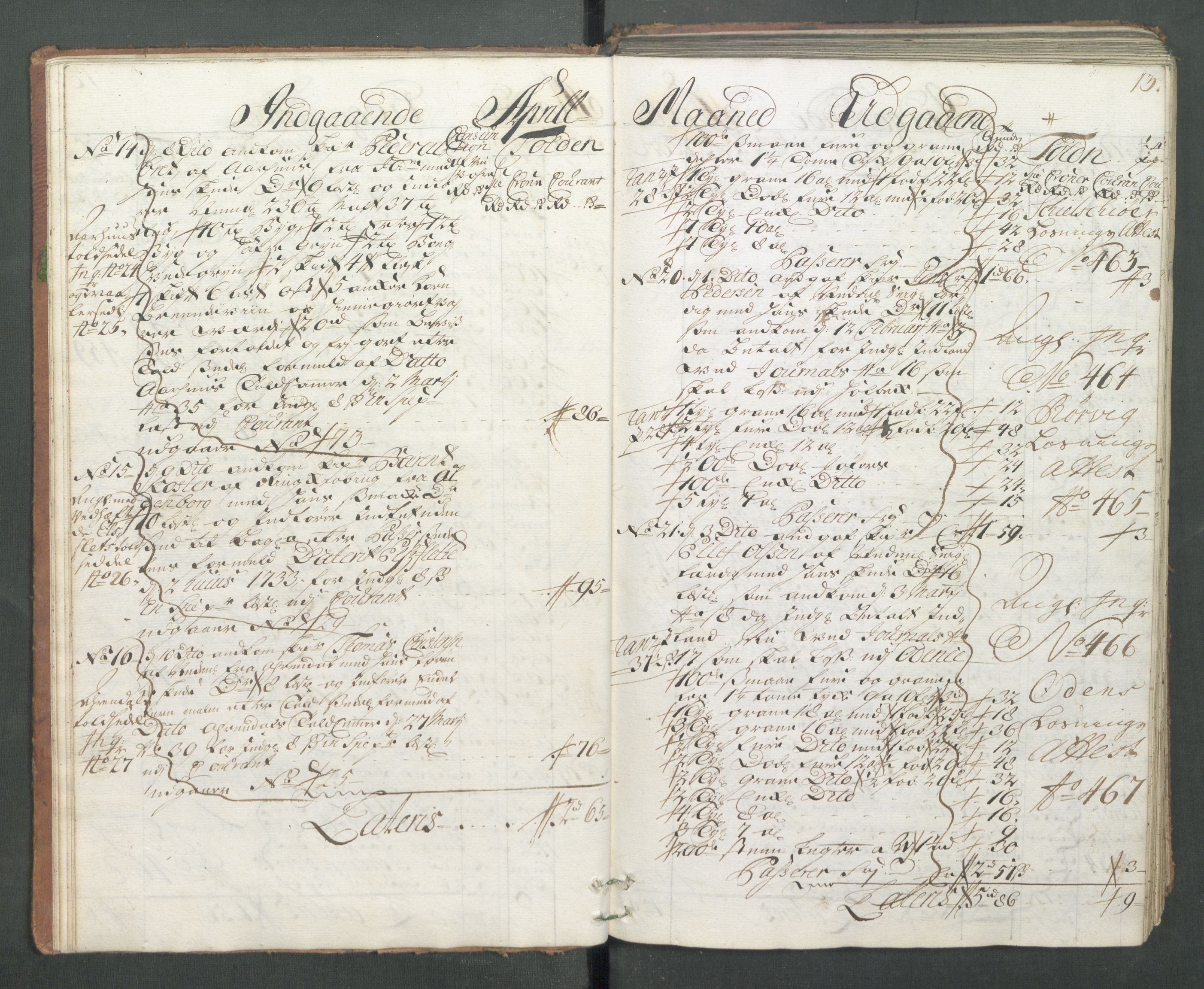 Generaltollkammeret, tollregnskaper, AV/RA-EA-5490/R14/L0013/0001: Tollregnskaper Øster-Risør / Hovedtollbok, 1733, p. 12b-13a