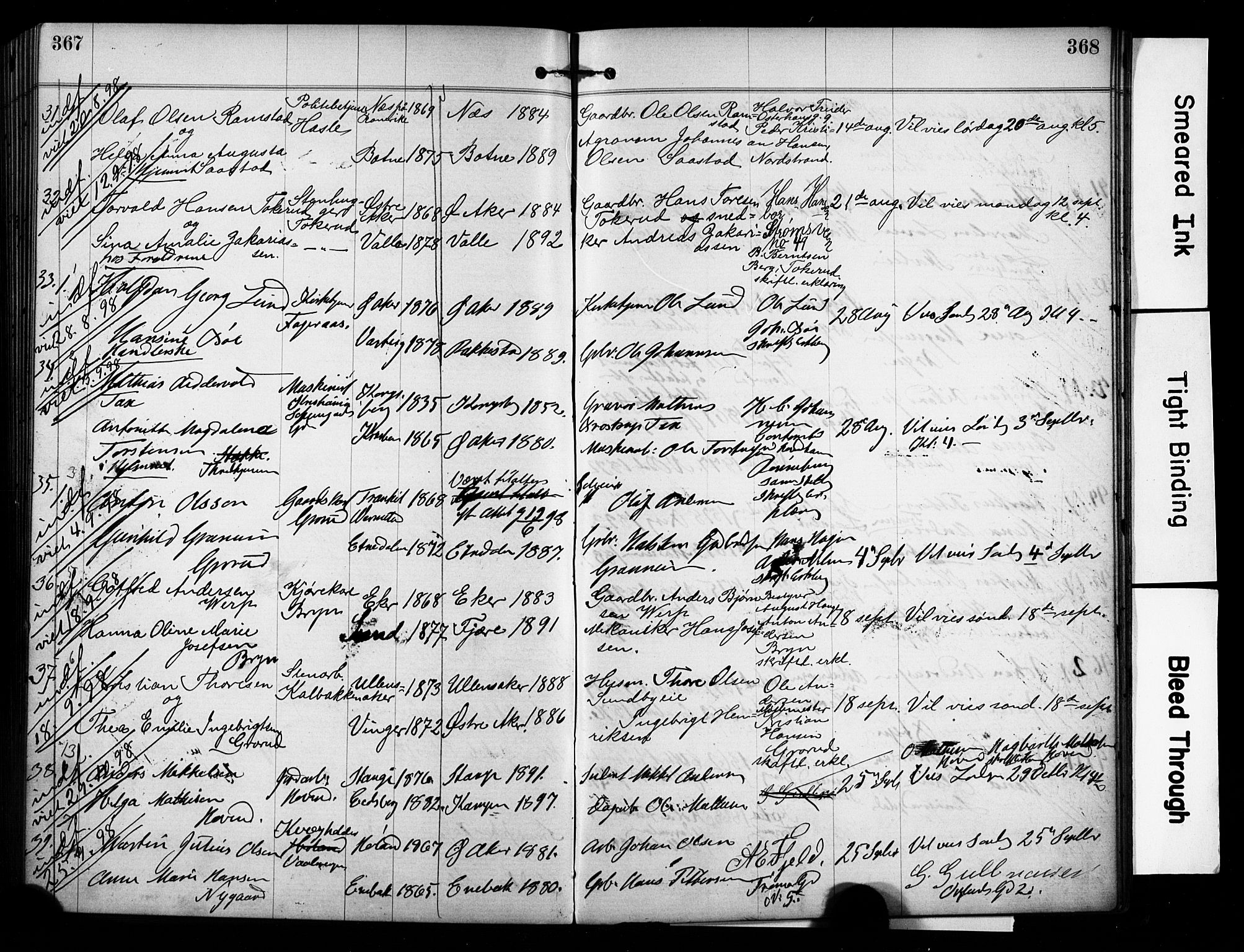 Østre Aker prestekontor Kirkebøker, AV/SAO-A-10840/H/Ha/L0004: Banns register no. I 4, 1878-1901, p. 367-368