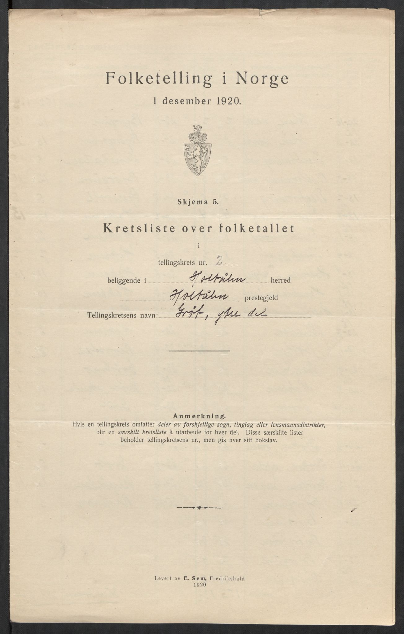 SAT, 1920 census for Haltdalen, 1920, p. 9