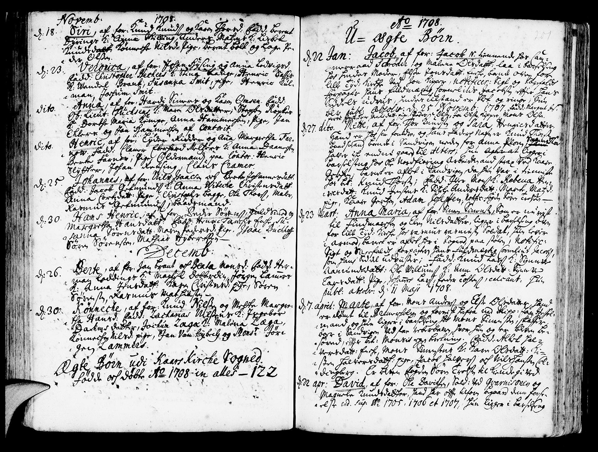 Korskirken sokneprestembete, SAB/A-76101/H/Haa/L0003: Parish register (official) no. A 3, 1698-1719, p. 201