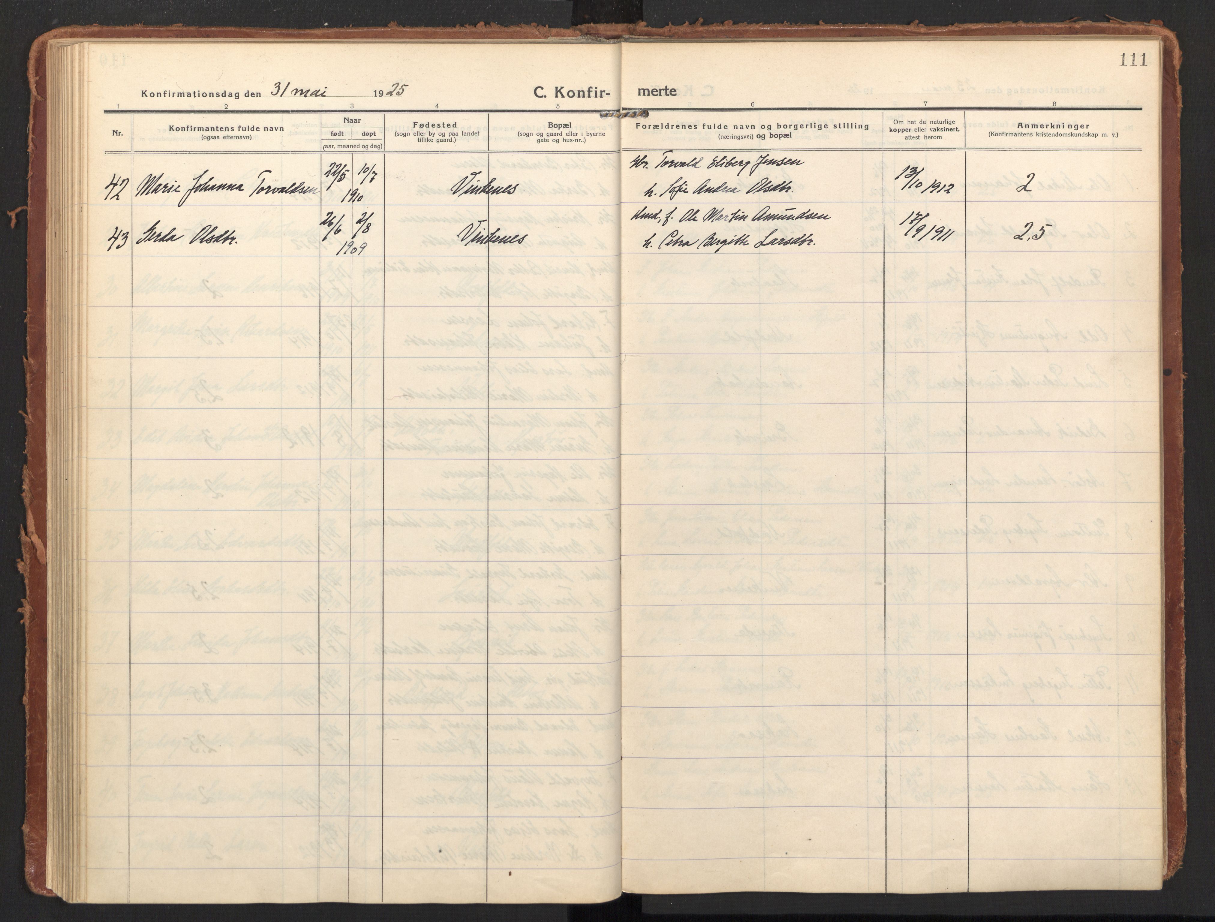 Ministerialprotokoller, klokkerbøker og fødselsregistre - Nordland, AV/SAT-A-1459/858/L0833: Parish register (official) no. 858A03, 1916-1934, p. 111