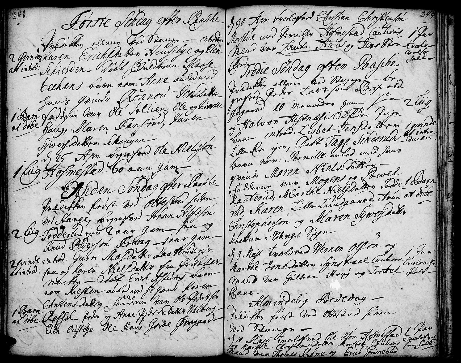 Stange prestekontor, AV/SAH-PREST-002/K/L0001: Parish register (official) no. 1, 1714-1722, p. 248-249