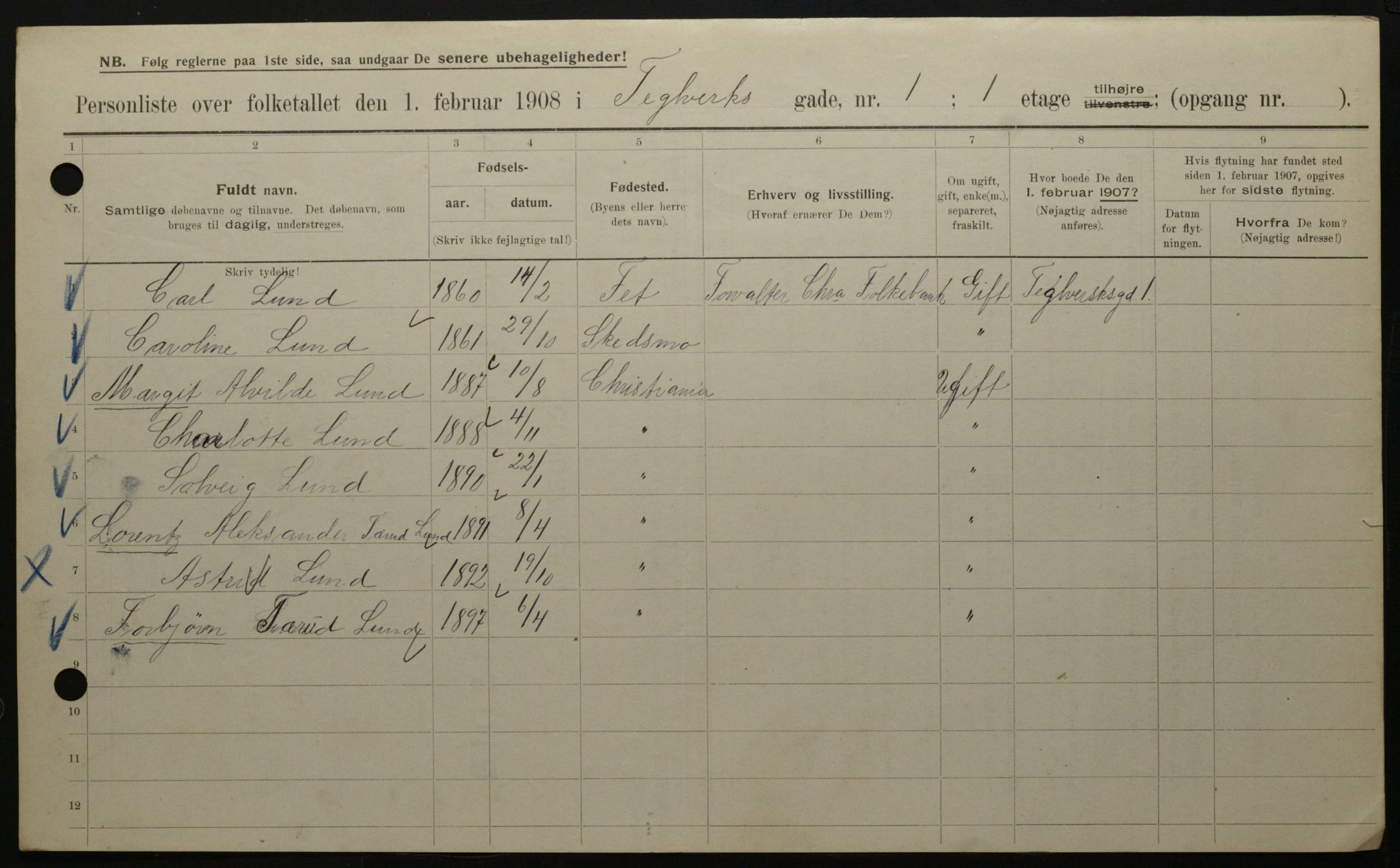 OBA, Municipal Census 1908 for Kristiania, 1908, p. 96480