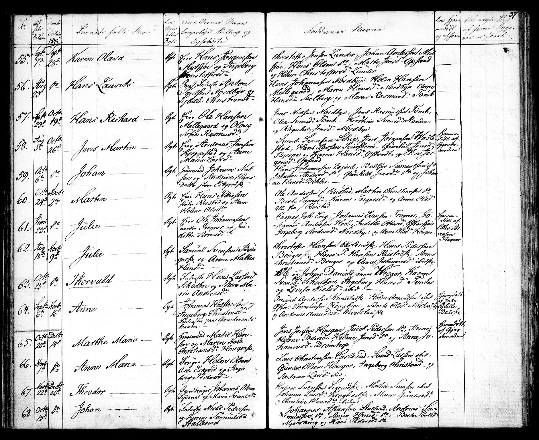 Kråkstad prestekontor Kirkebøker, SAO/A-10125a/F/Fa/L0005: Parish register (official) no. I 5, 1837-1847, p. 37
