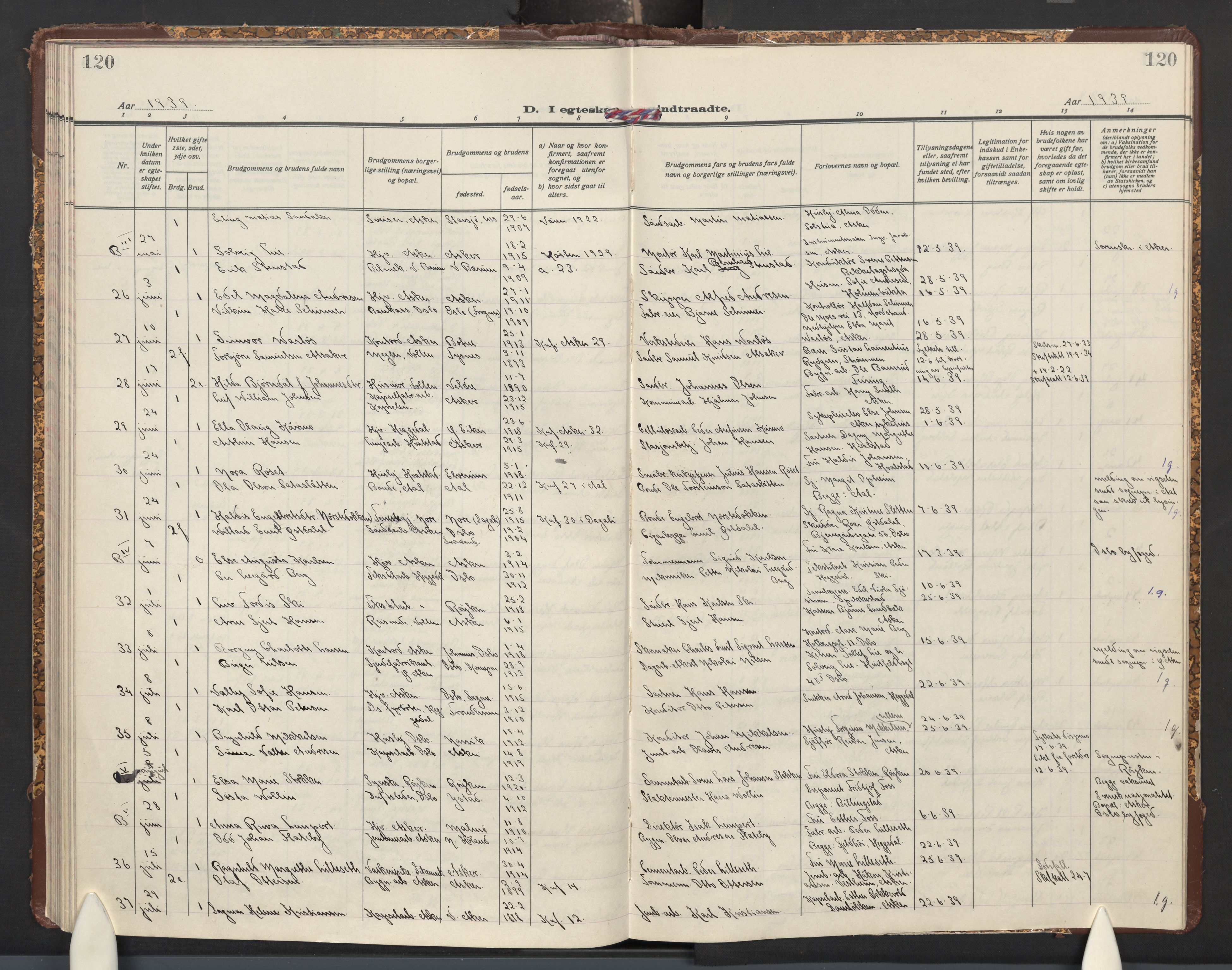 Asker prestekontor Kirkebøker, AV/SAO-A-10256a/F/Fa/L0021: Parish register (official) no. I 21, 1936-1945, p. 120