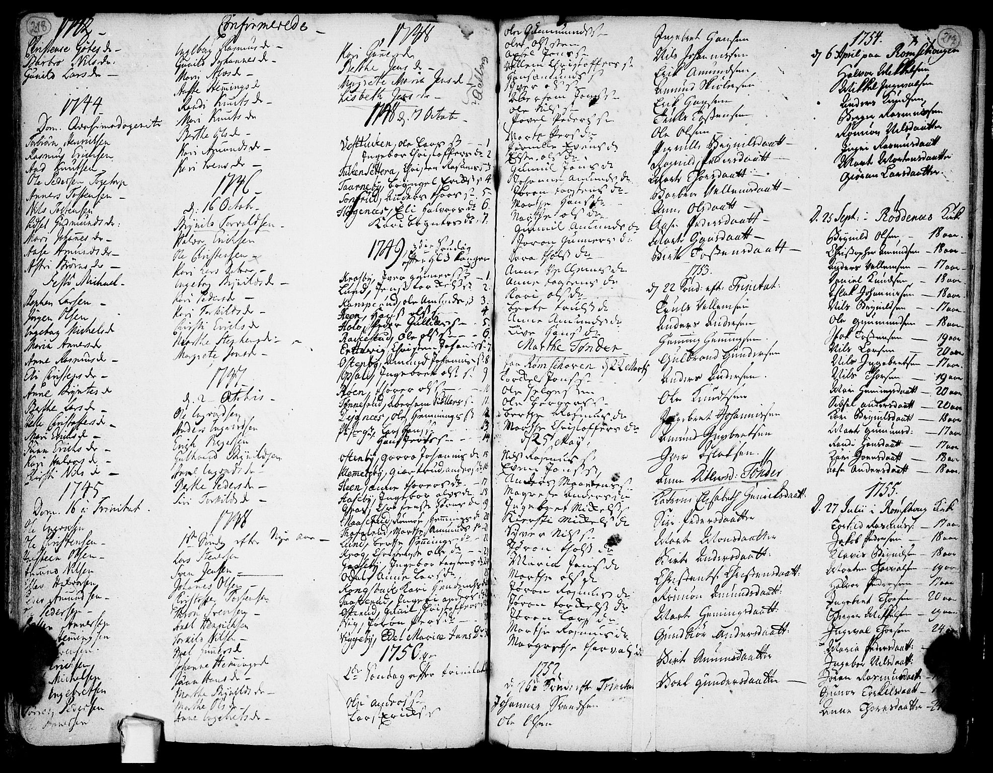 Rødenes prestekontor Kirkebøker, AV/SAO-A-2005/F/Fa/L0002: Parish register (official) no. I 2, 1733-1776, p. 218-219