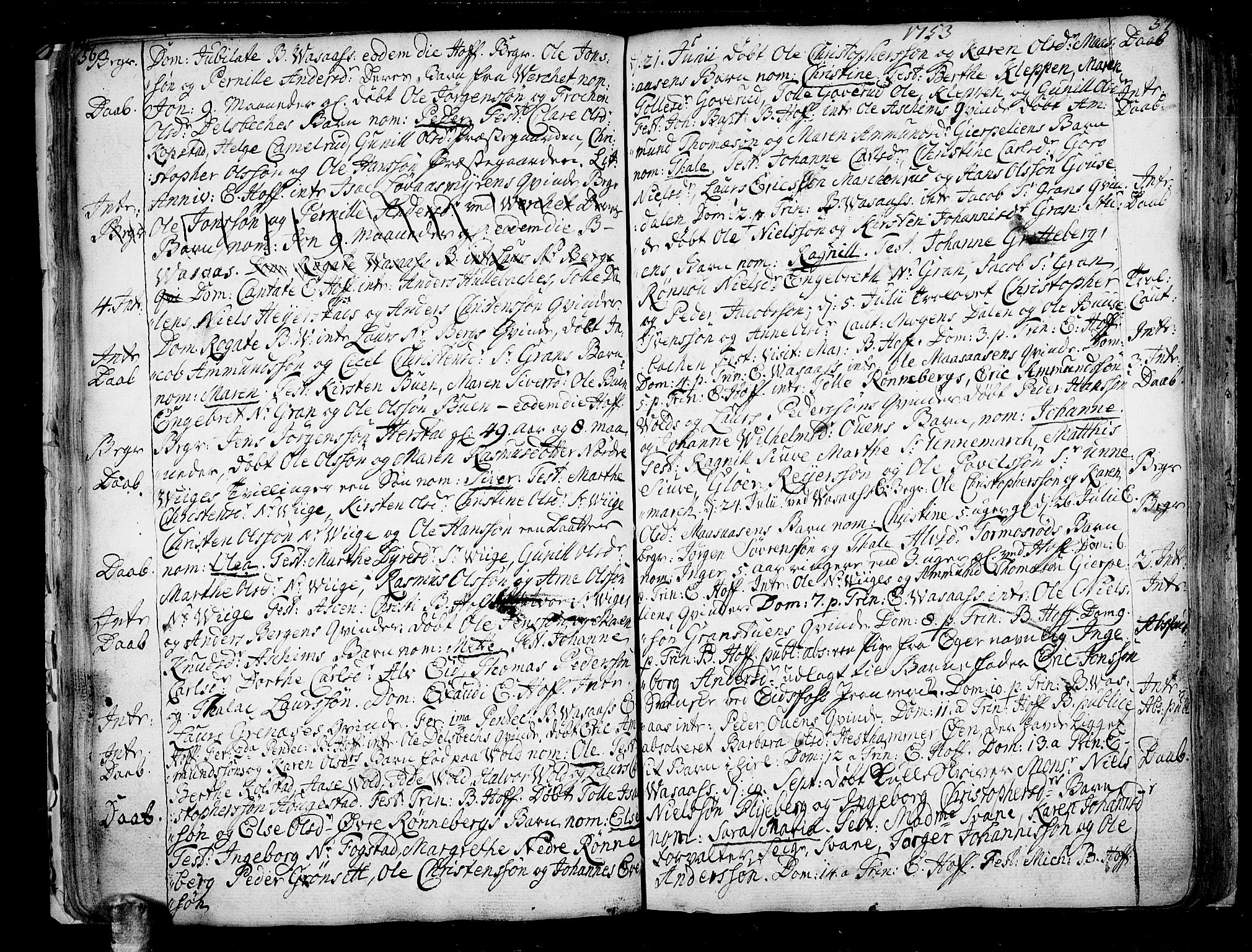 Hof kirkebøker, AV/SAKO-A-64/F/Fa/L0002: Parish register (official) no. I 2, 1746-1781, p. 56-57