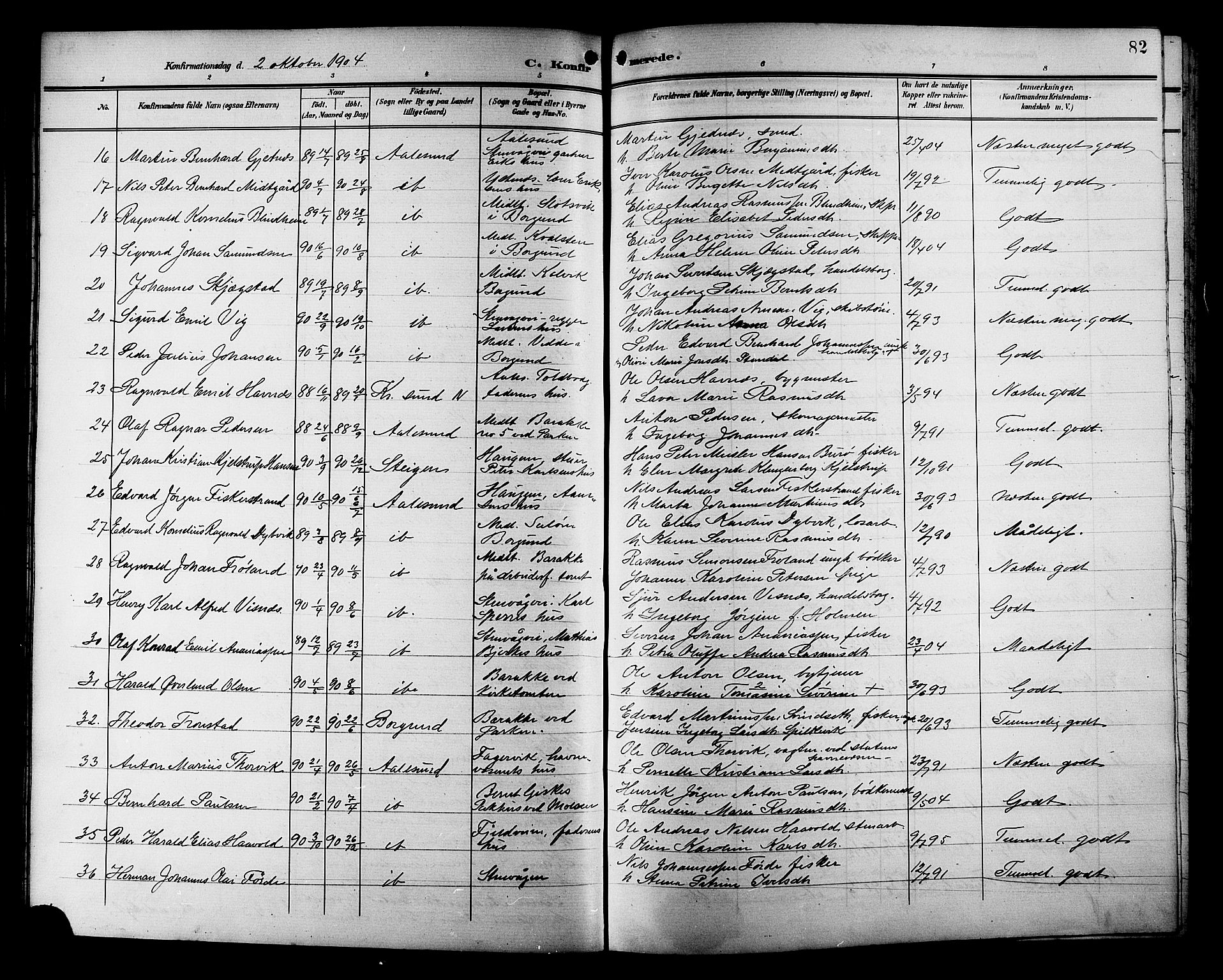 Ministerialprotokoller, klokkerbøker og fødselsregistre - Møre og Romsdal, AV/SAT-A-1454/529/L0469: Parish register (copy) no. 529C06, 1898-1906, p. 82