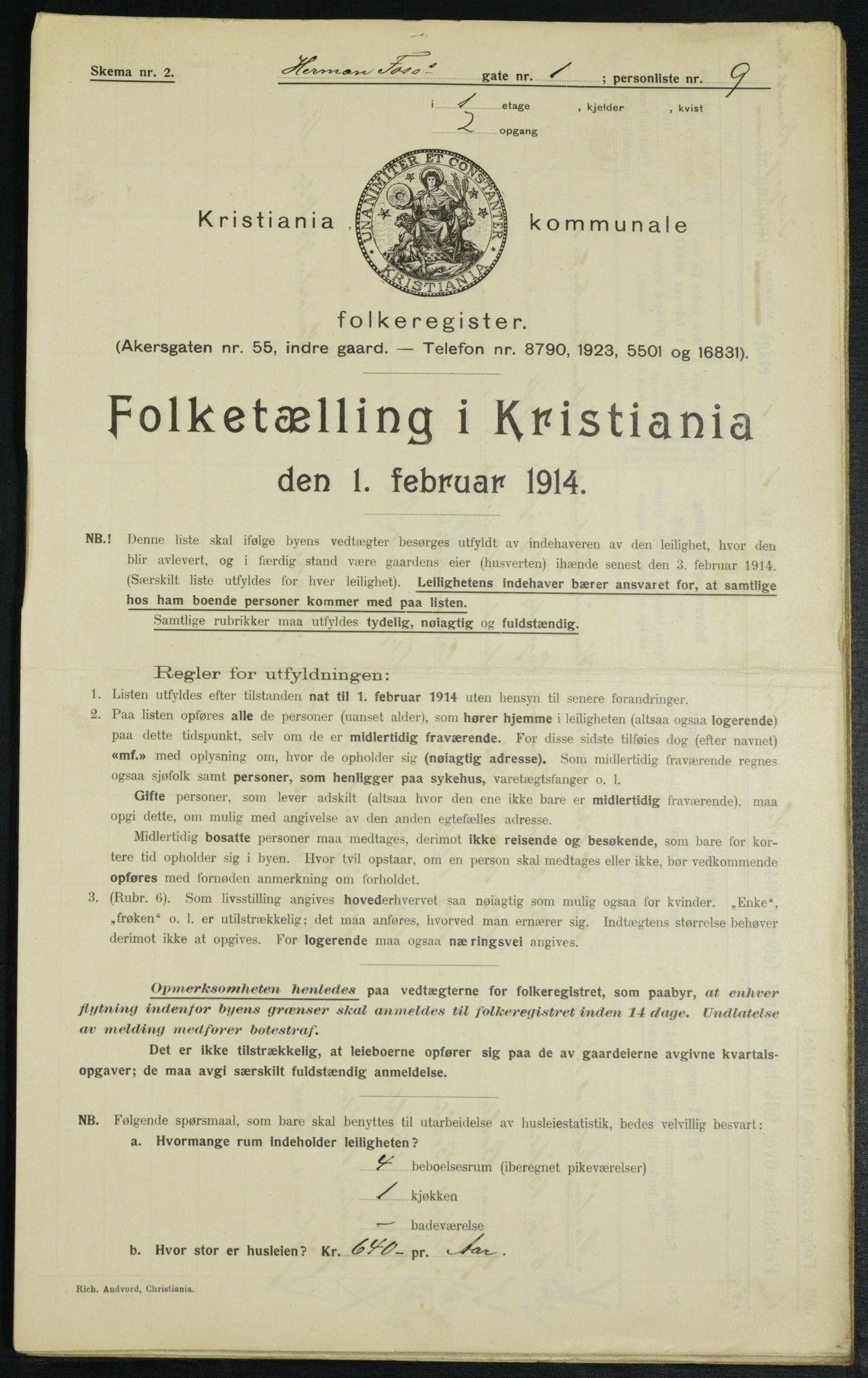 OBA, Municipal Census 1914 for Kristiania, 1914, p. 38593