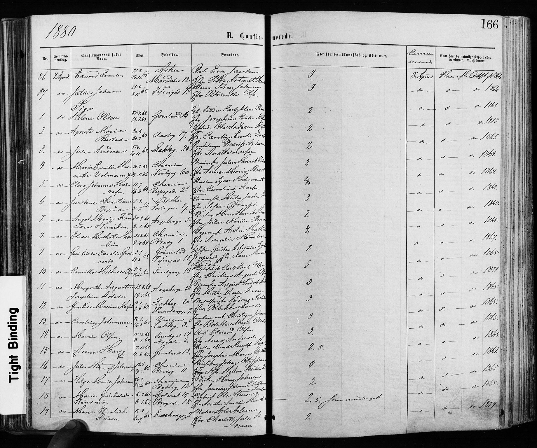 Grønland prestekontor Kirkebøker, AV/SAO-A-10848/F/Fa/L0005: Parish register (official) no. 5, 1869-1880, p. 166