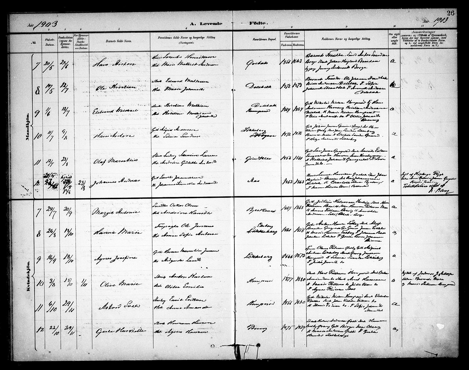 Skjeberg prestekontor Kirkebøker, AV/SAO-A-10923/F/Fb/L0002: Parish register (official) no. II 2, 1895-1910, p. 26