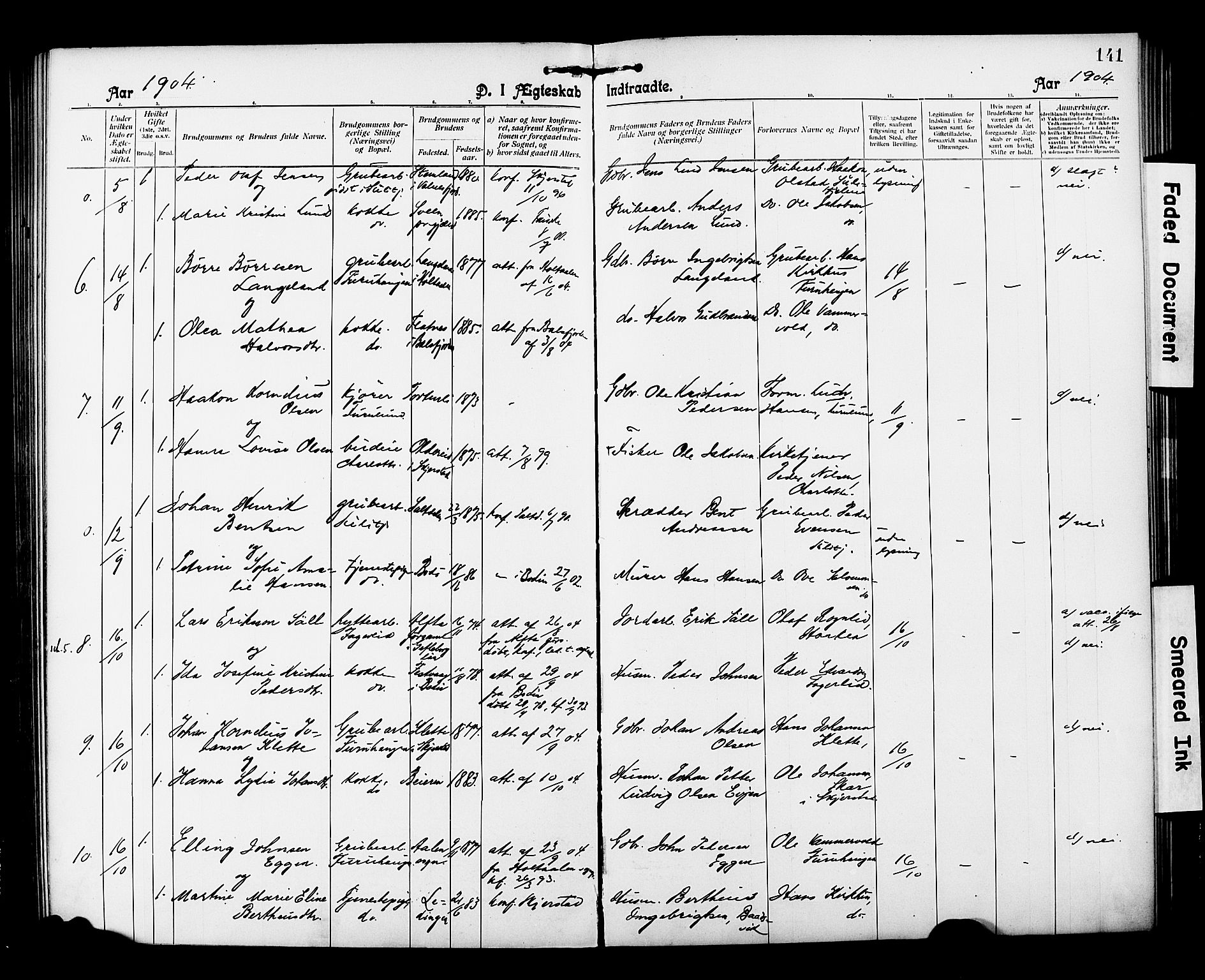 Ministerialprotokoller, klokkerbøker og fødselsregistre - Nordland, AV/SAT-A-1459/850/L0709: Parish register (official) no. 850A01, 1899-1909, p. 141