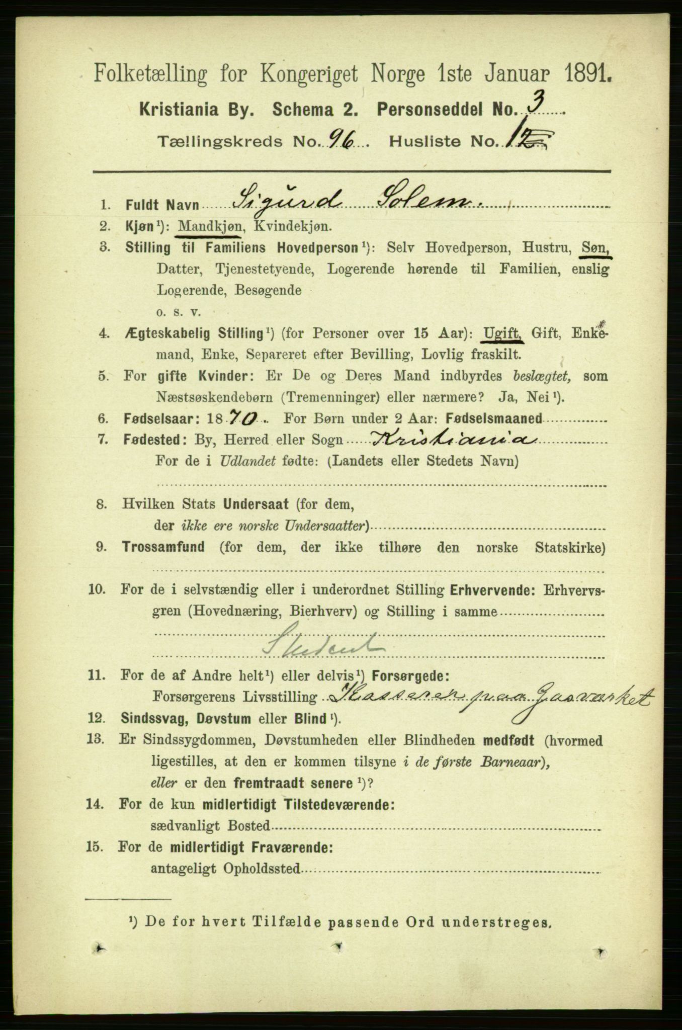 RA, 1891 census for 0301 Kristiania, 1891, p. 46542