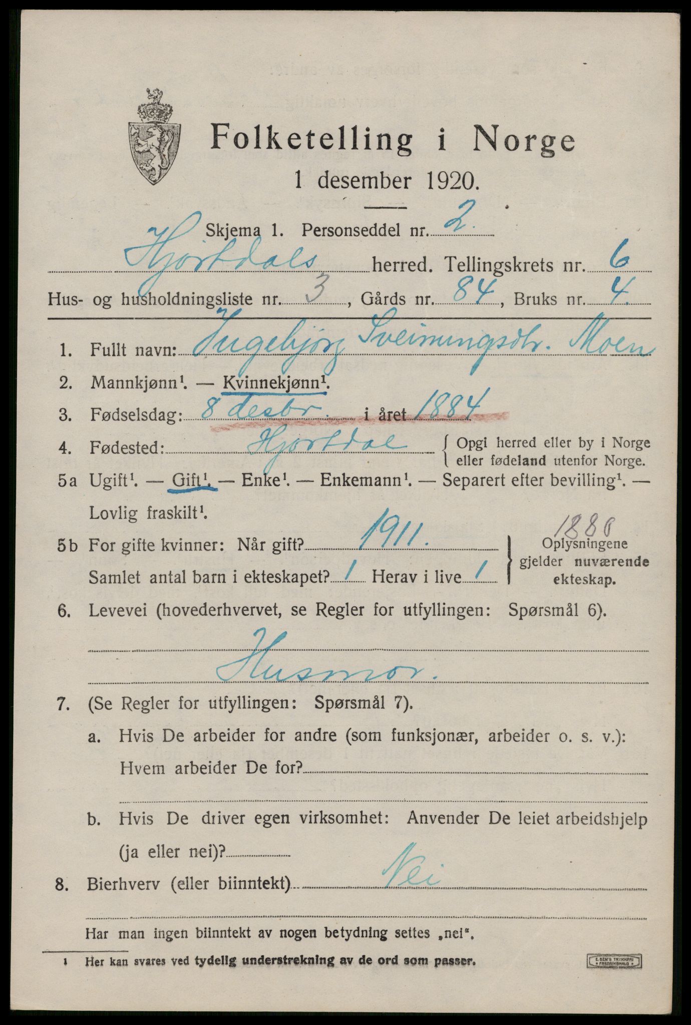 SAKO, 1920 census for Hjartdal, 1920, p. 4040