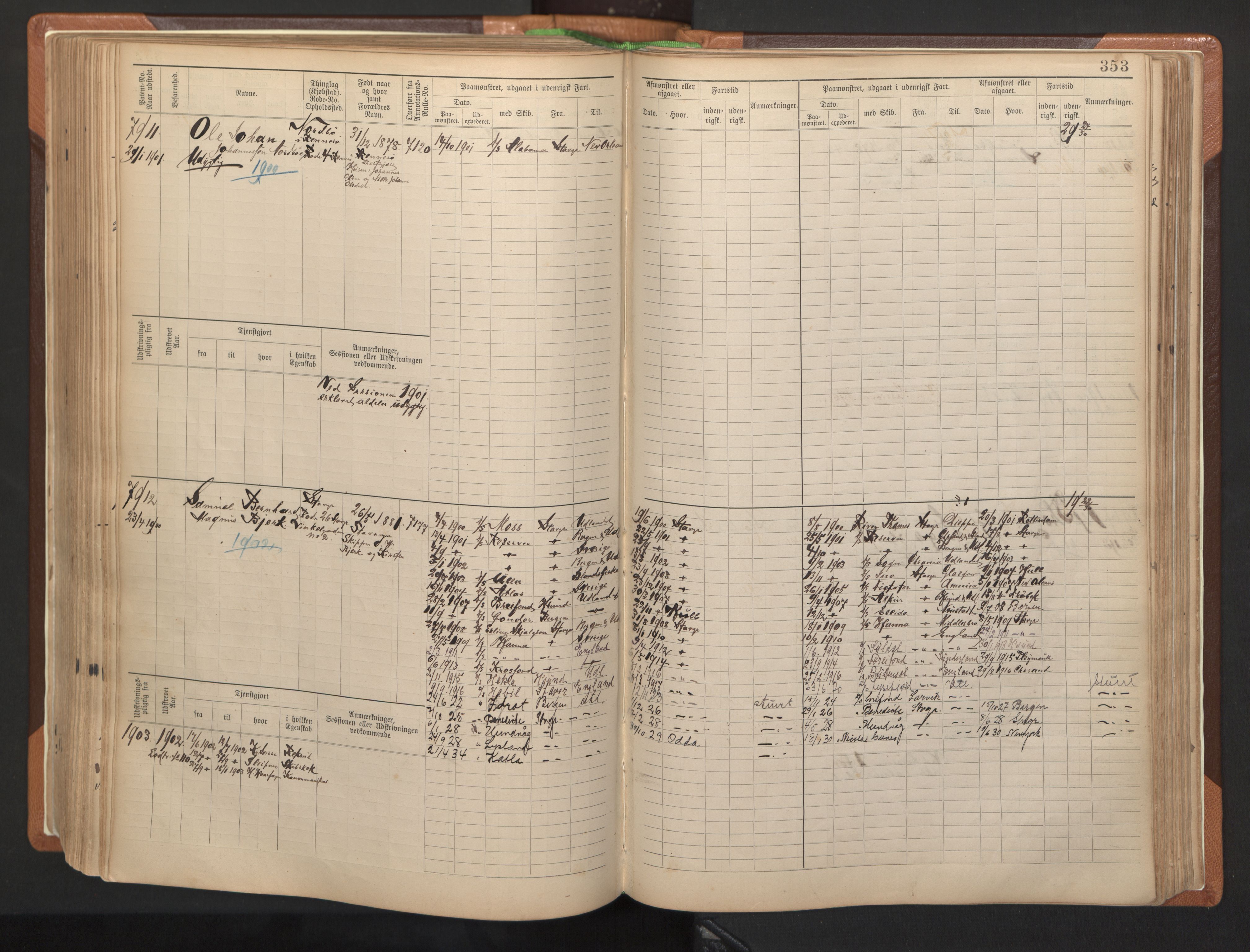 Stavanger sjømannskontor, AV/SAST-A-102006/F/Fb/Fbb/L0012: Sjøfartshovedrulle, patentnr. 7207-8158, 1894-1904, p. 356