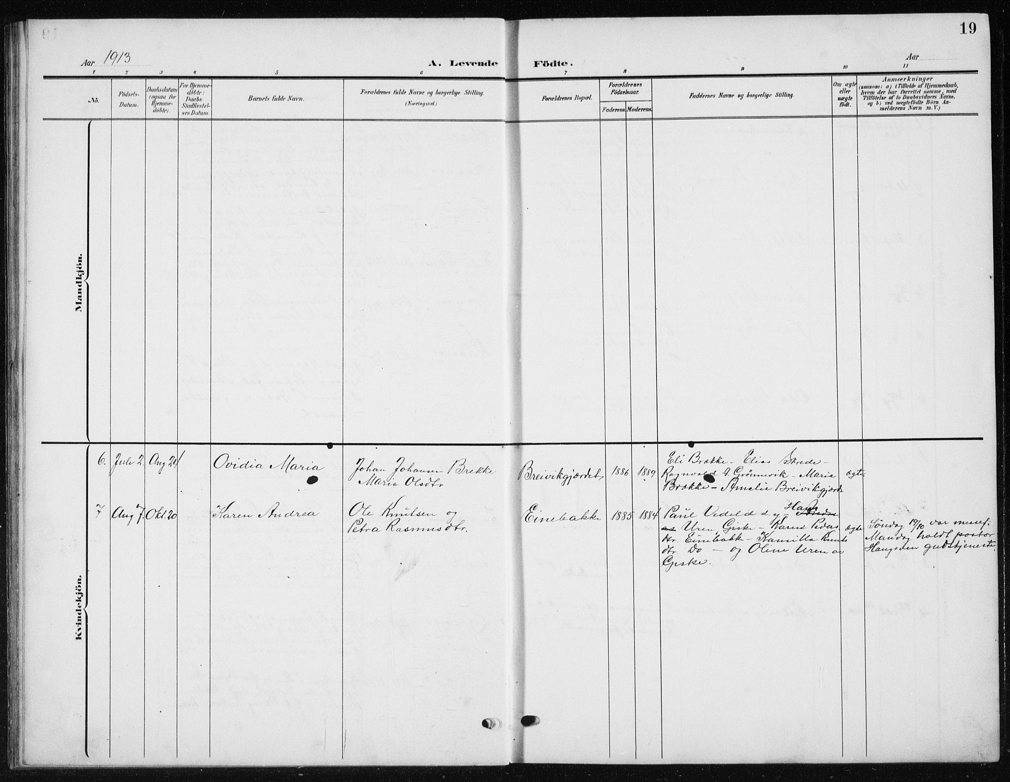 Ministerialprotokoller, klokkerbøker og fødselsregistre - Møre og Romsdal, AV/SAT-A-1454/504/L0061: Parish register (copy) no. 504C03, 1902-1940, p. 19