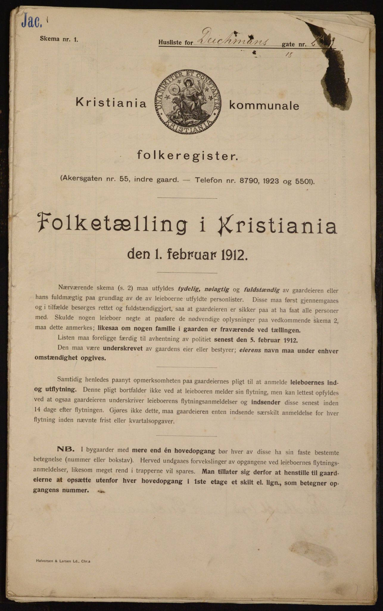 OBA, Municipal Census 1912 for Kristiania, 1912, p. 15297