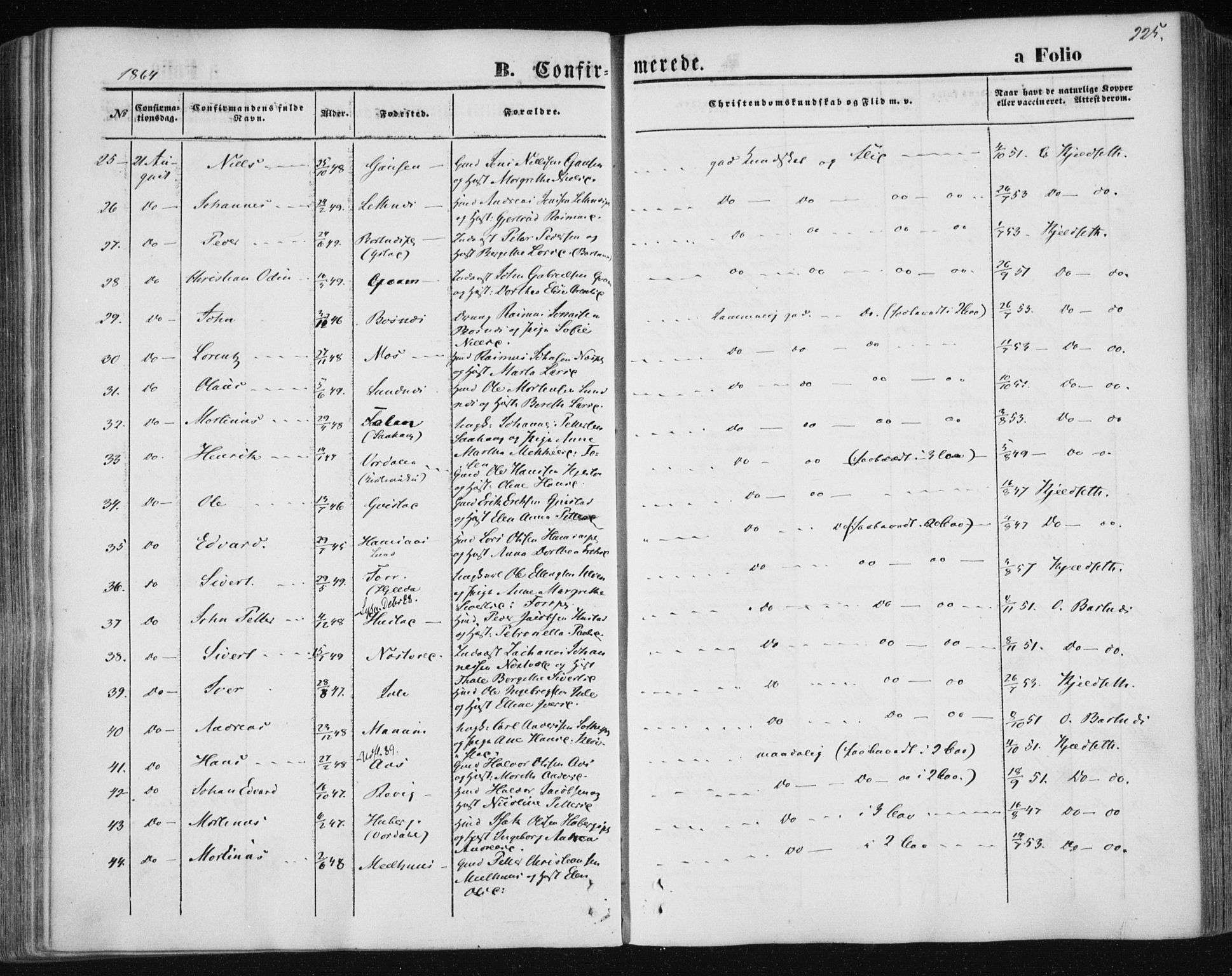 Ministerialprotokoller, klokkerbøker og fødselsregistre - Nord-Trøndelag, SAT/A-1458/730/L0283: Parish register (official) no. 730A08, 1855-1865, p. 225