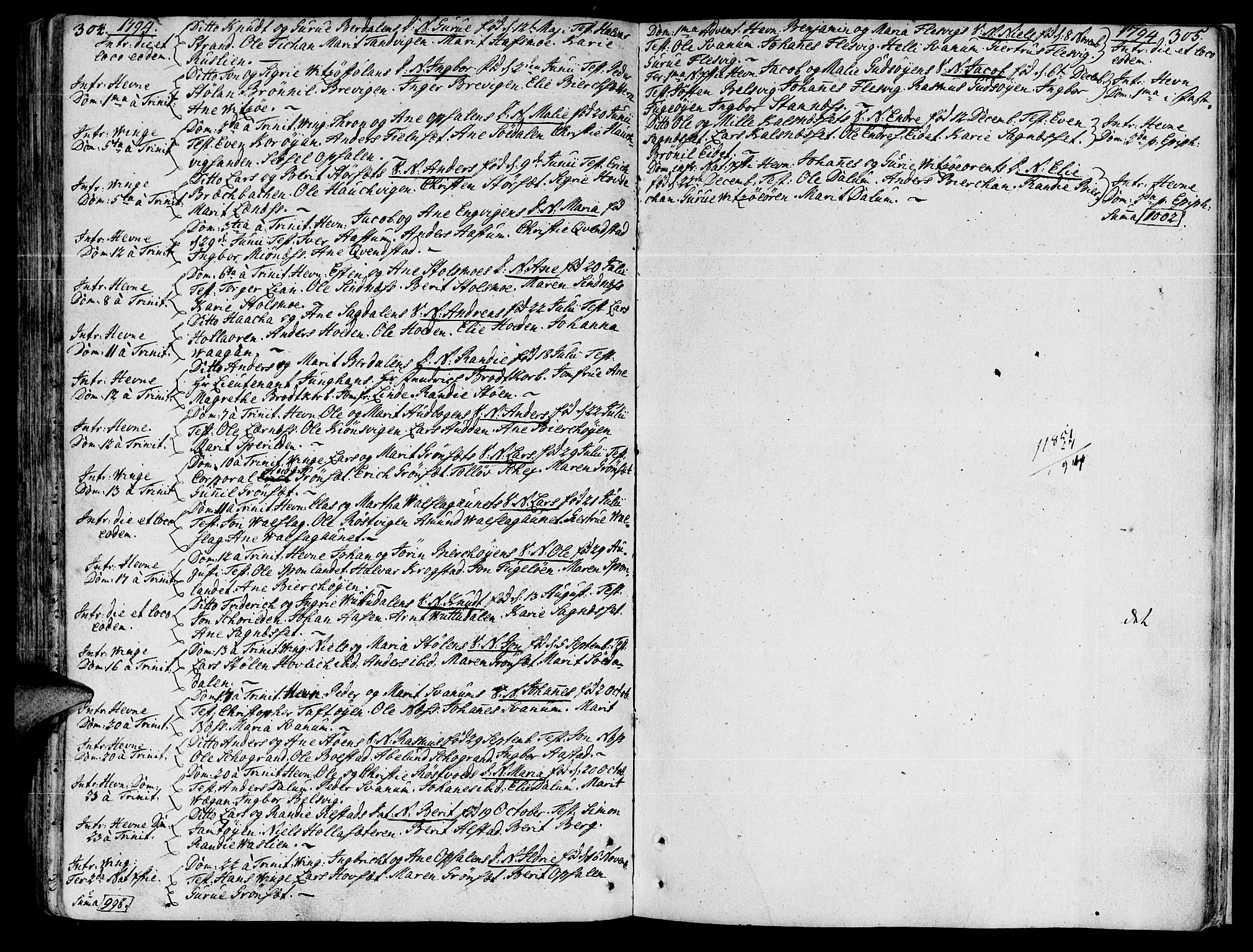 Ministerialprotokoller, klokkerbøker og fødselsregistre - Sør-Trøndelag, SAT/A-1456/630/L0489: Parish register (official) no. 630A02, 1757-1794, p. 304-305