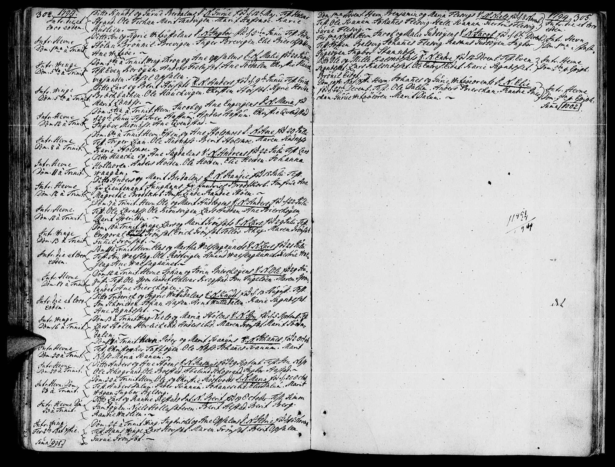 Ministerialprotokoller, klokkerbøker og fødselsregistre - Sør-Trøndelag, AV/SAT-A-1456/630/L0489: Parish register (official) no. 630A02, 1757-1794, p. 304-305