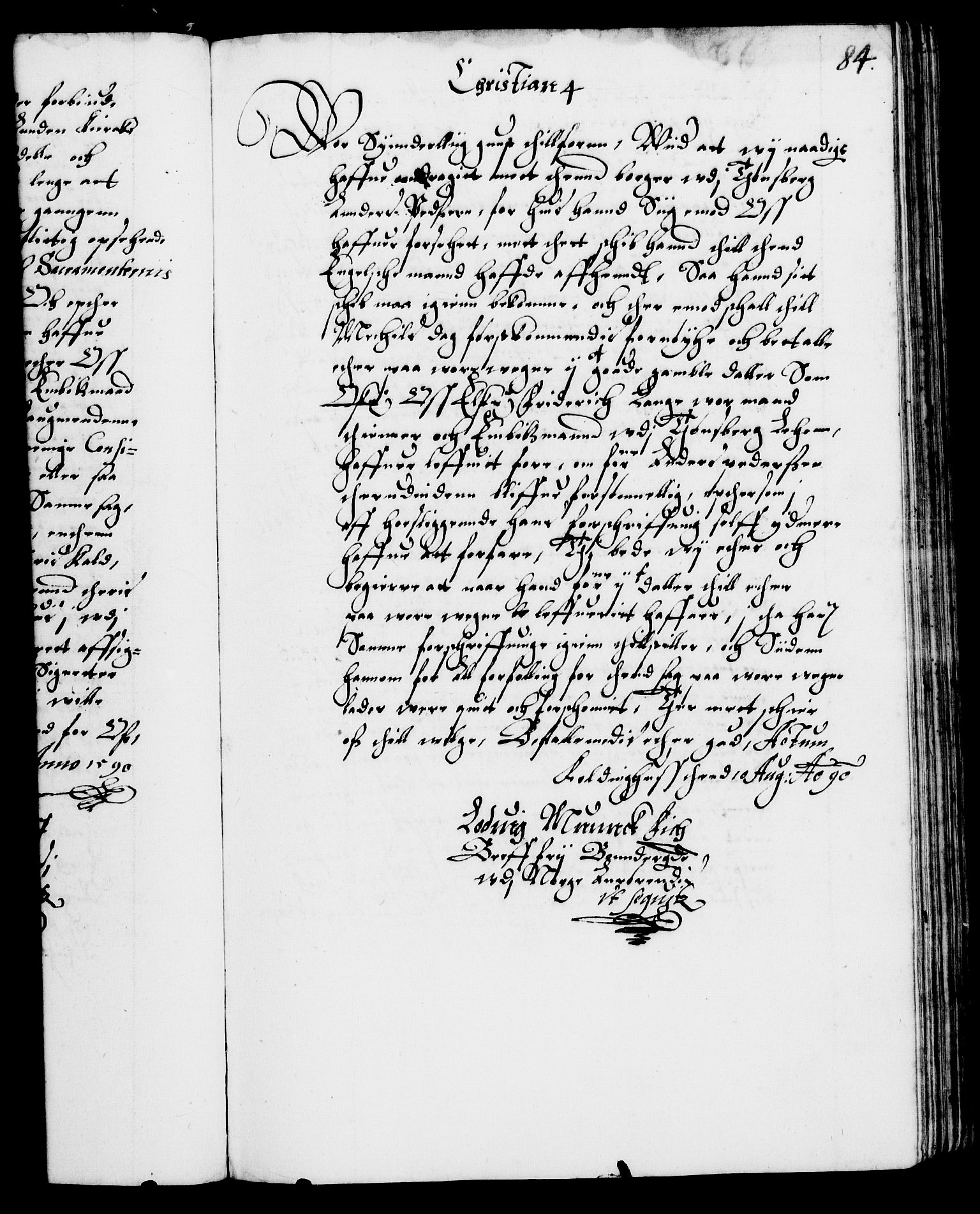 Danske Kanselli 1572-1799, AV/RA-EA-3023/F/Fc/Fca/Fcab/L0002: Norske tegnelser (mikrofilm), 1588-1596, p. 84a