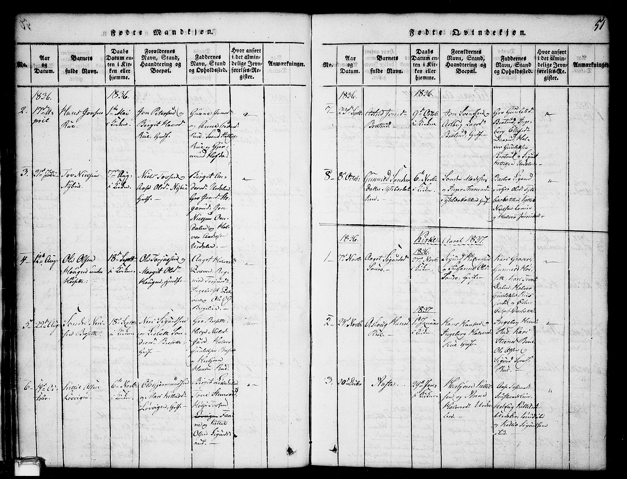 Gransherad kirkebøker, SAKO/A-267/G/Gb/L0001: Parish register (copy) no. II 1, 1815-1860, p. 51
