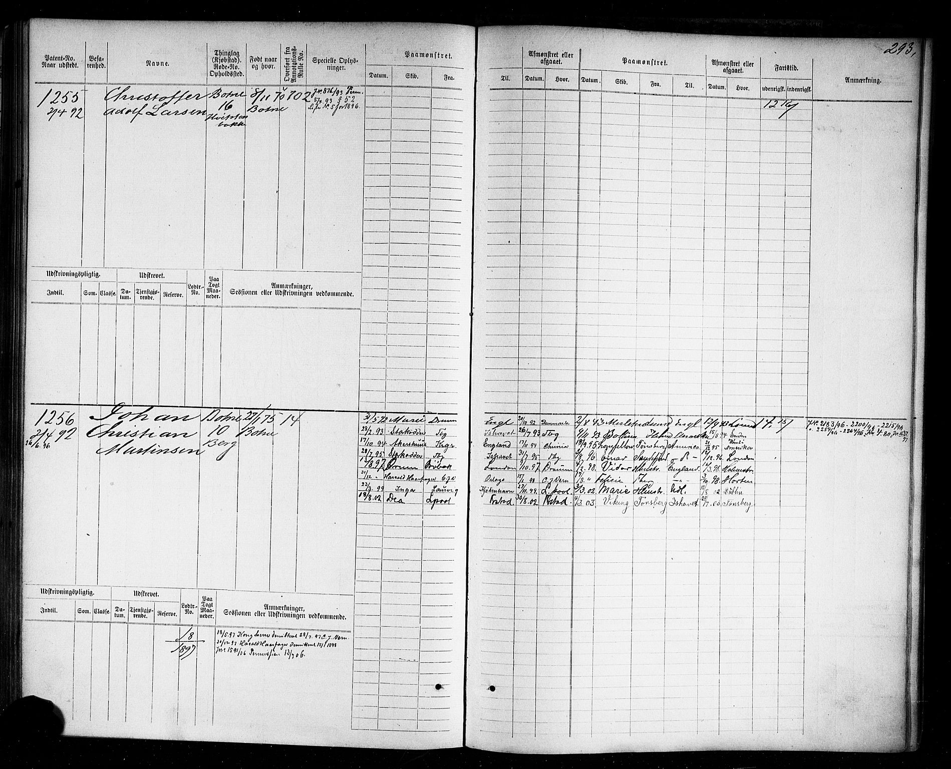 Holmestrand innrulleringskontor, AV/SAKO-A-1151/F/Fc/L0004: Hovedrulle, 1872-1913, p. 333