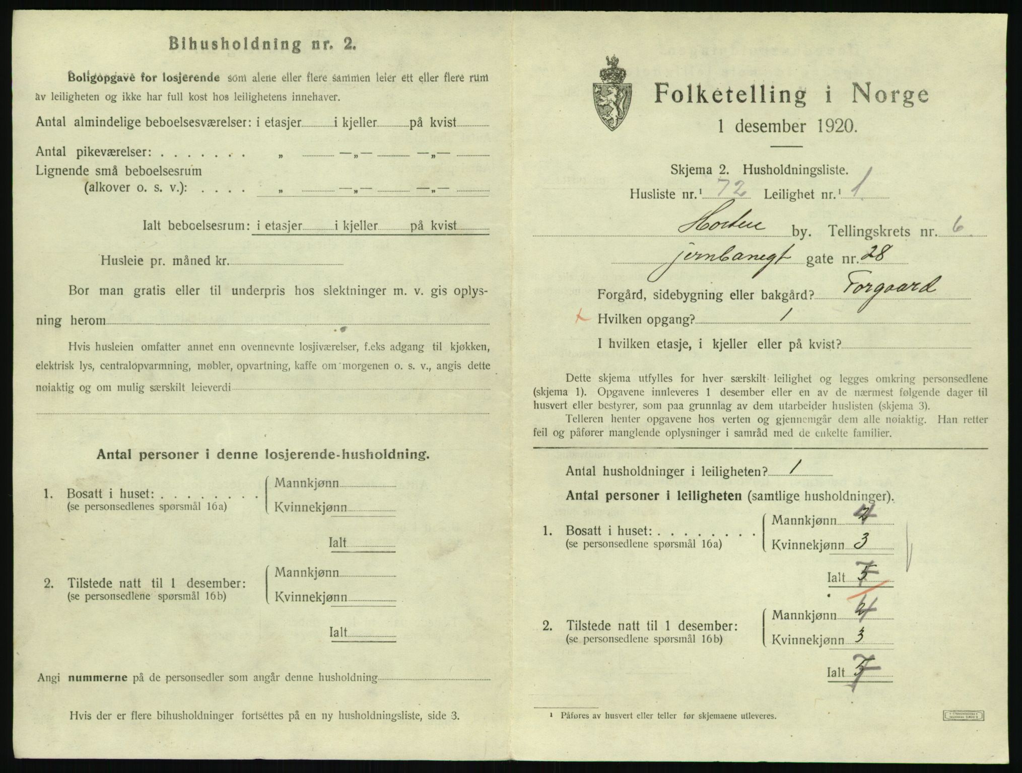 SAKO, 1920 census for Horten, 1920, p. 6627