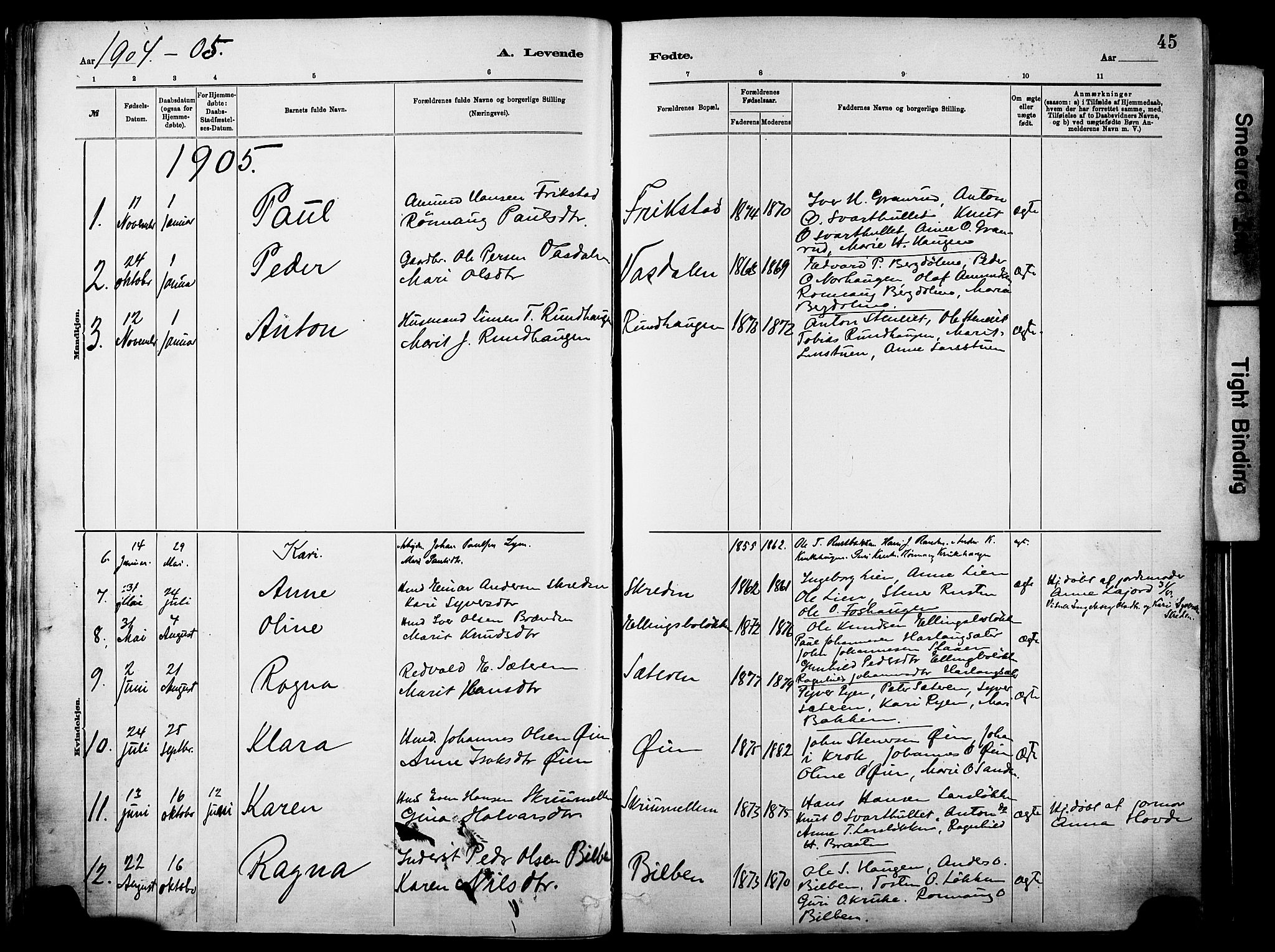 Vågå prestekontor, SAH/PREST-076/H/Ha/Haa/L0010: Parish register (official) no. 10, 1887-1904, p. 45