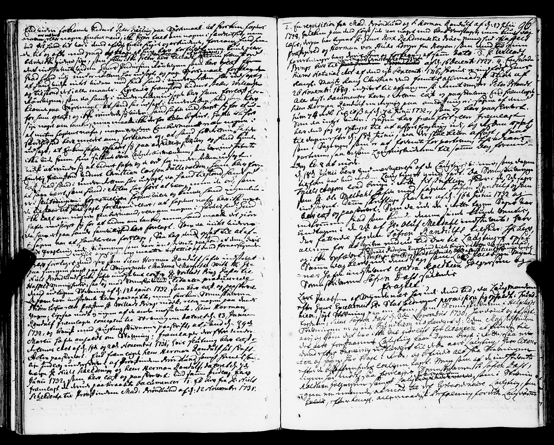 Nordland og Finnmarks lagstol, AV/SAT-A-5608/X/L0006: Justisprotokoll, 1730-1740, p. 95b-96a