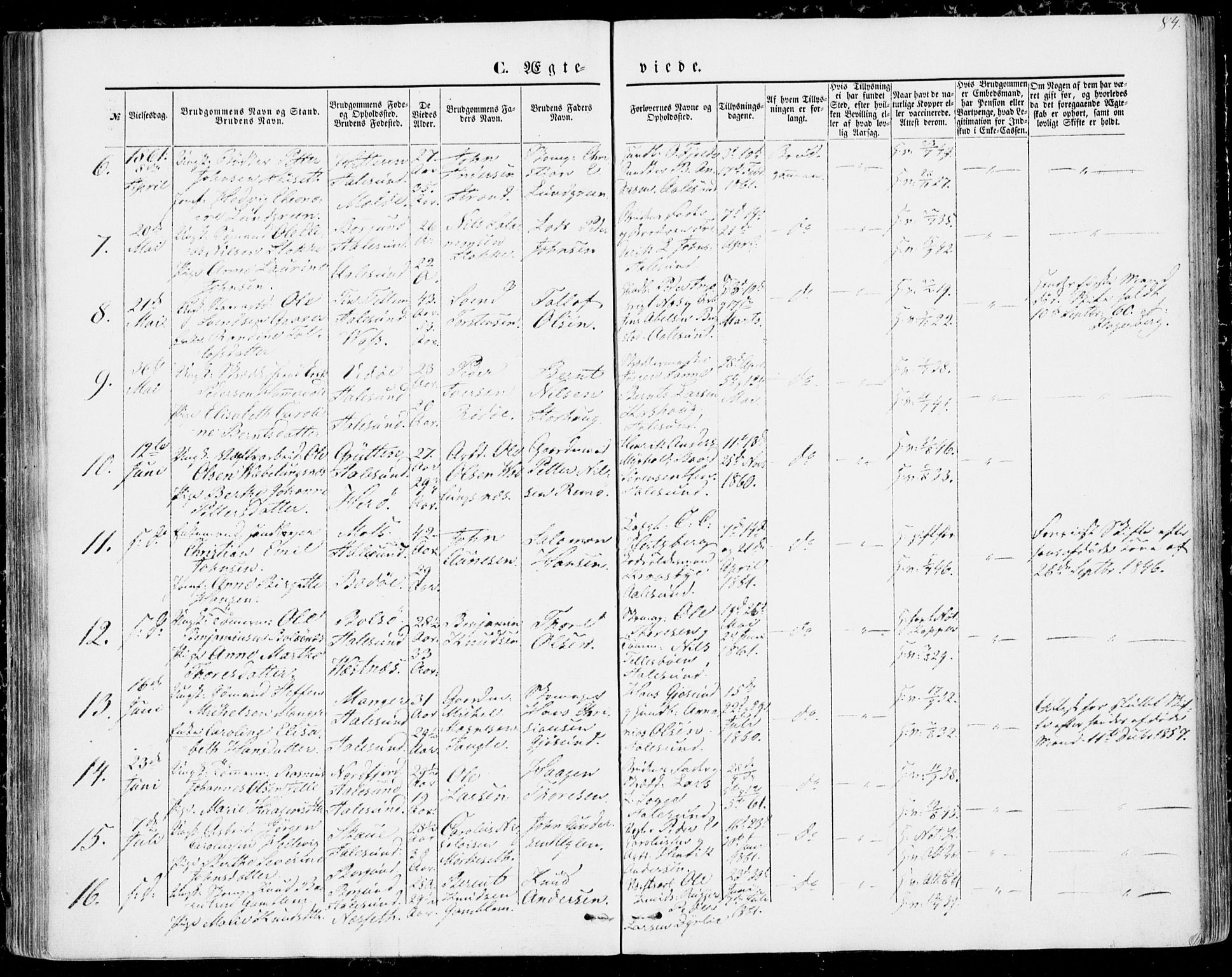 Ministerialprotokoller, klokkerbøker og fødselsregistre - Møre og Romsdal, AV/SAT-A-1454/529/L0451: Parish register (official) no. 529A01, 1855-1863, p. 84