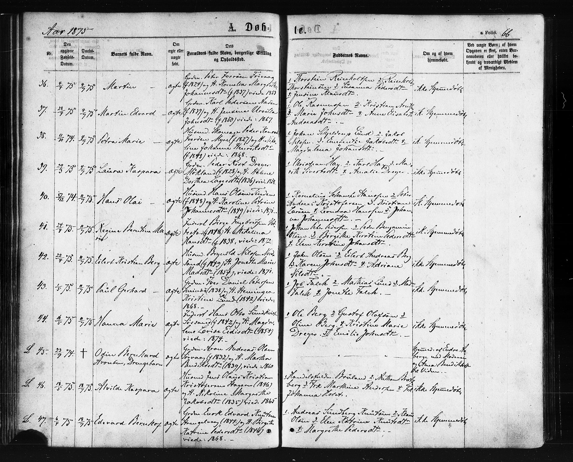 Ministerialprotokoller, klokkerbøker og fødselsregistre - Nordland, SAT/A-1459/893/L1334: Parish register (official) no. 893A07, 1867-1877, p. 66
