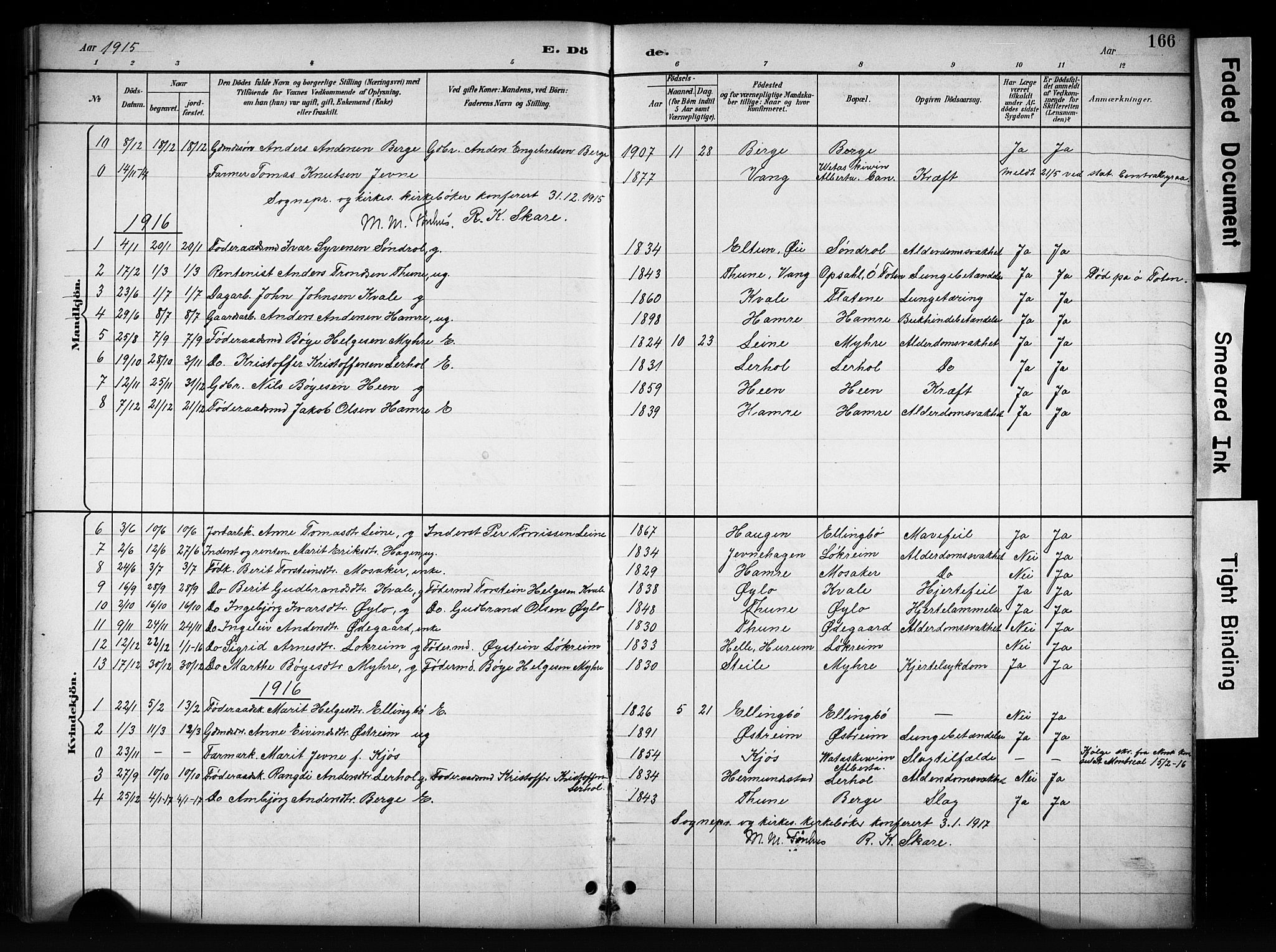 Vang prestekontor, Valdres, SAH/PREST-140/H/Hb/L0006: Parish register (copy) no. 6, 1893-1918, p. 166
