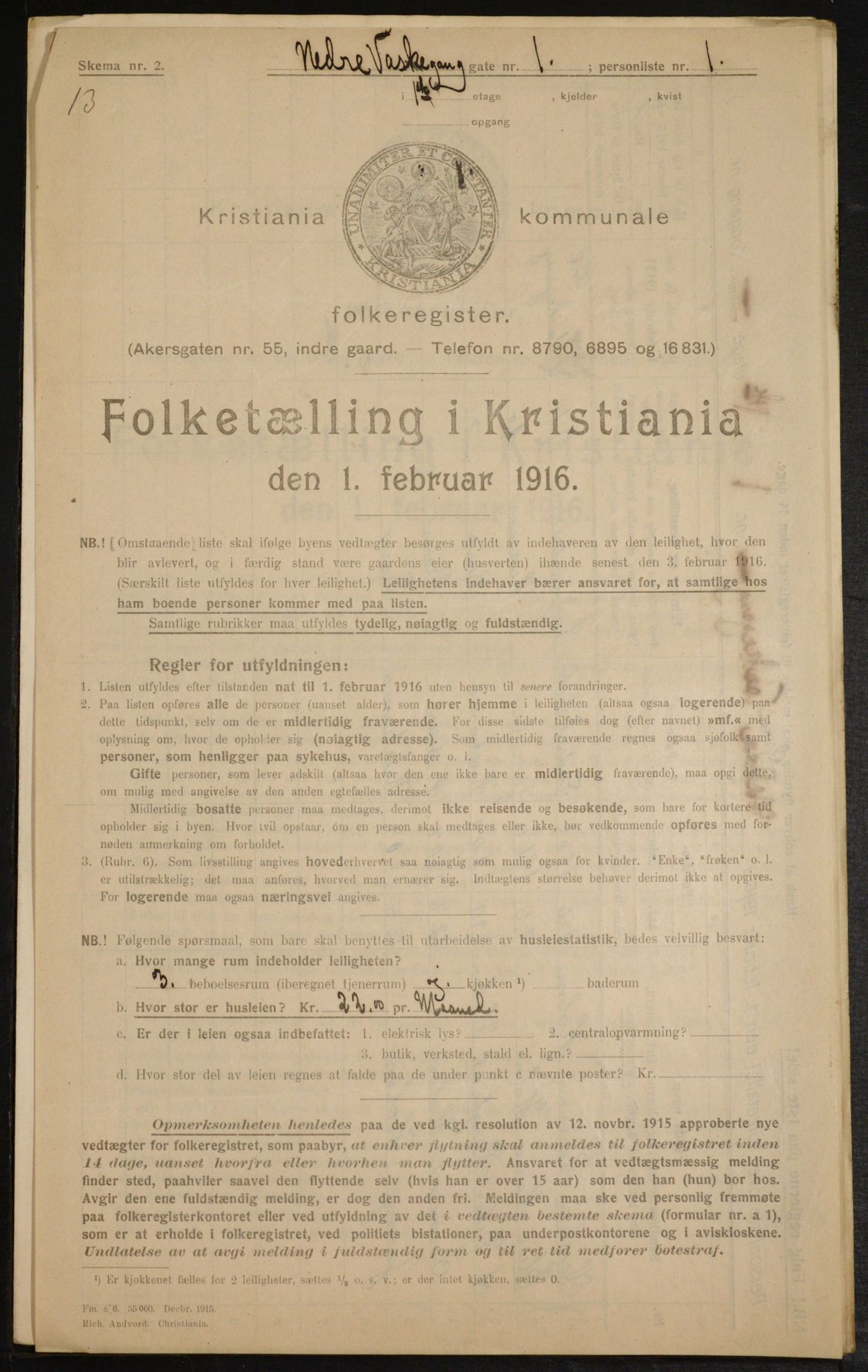 OBA, Municipal Census 1916 for Kristiania, 1916, p. 71262