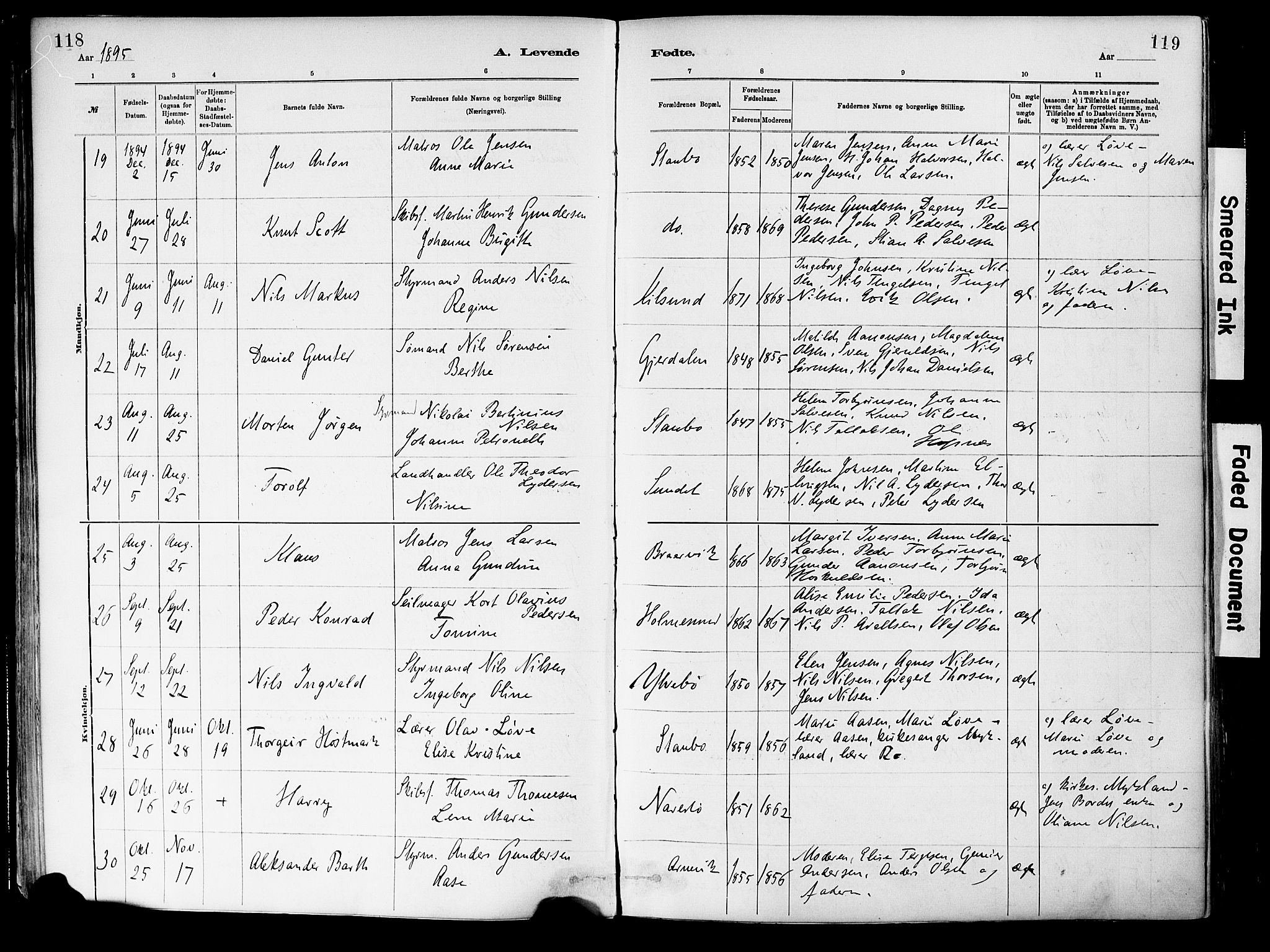 Dypvåg sokneprestkontor, AV/SAK-1111-0007/F/Fa/Fab/L0001: Parish register (official) no. A 1, 1885-1912, p. 118-119