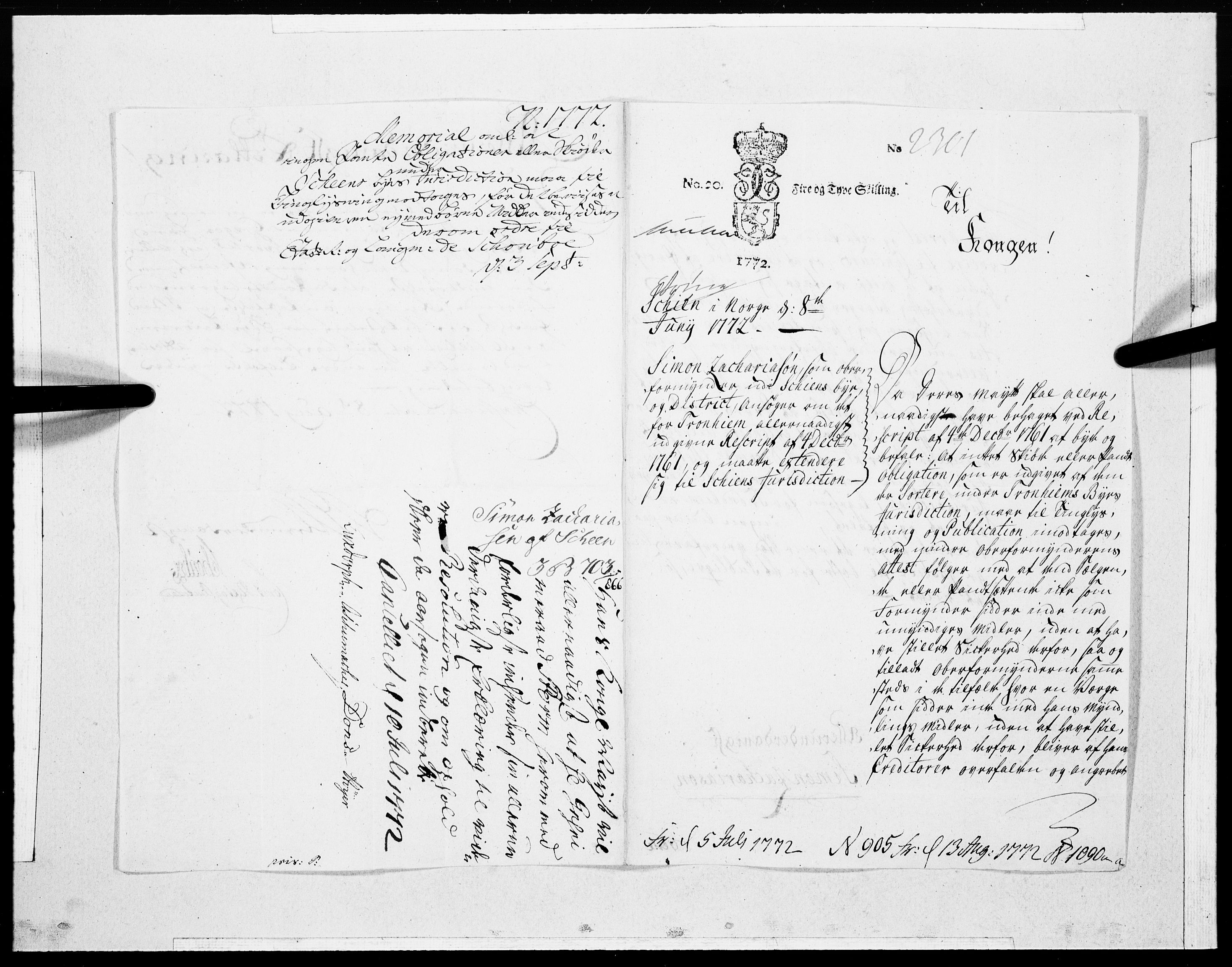 Danske Kanselli 1572-1799, AV/RA-EA-3023/F/Fc/Fcc/Fcca/L0207: Norske innlegg 1572-1799, 1772, p. 122