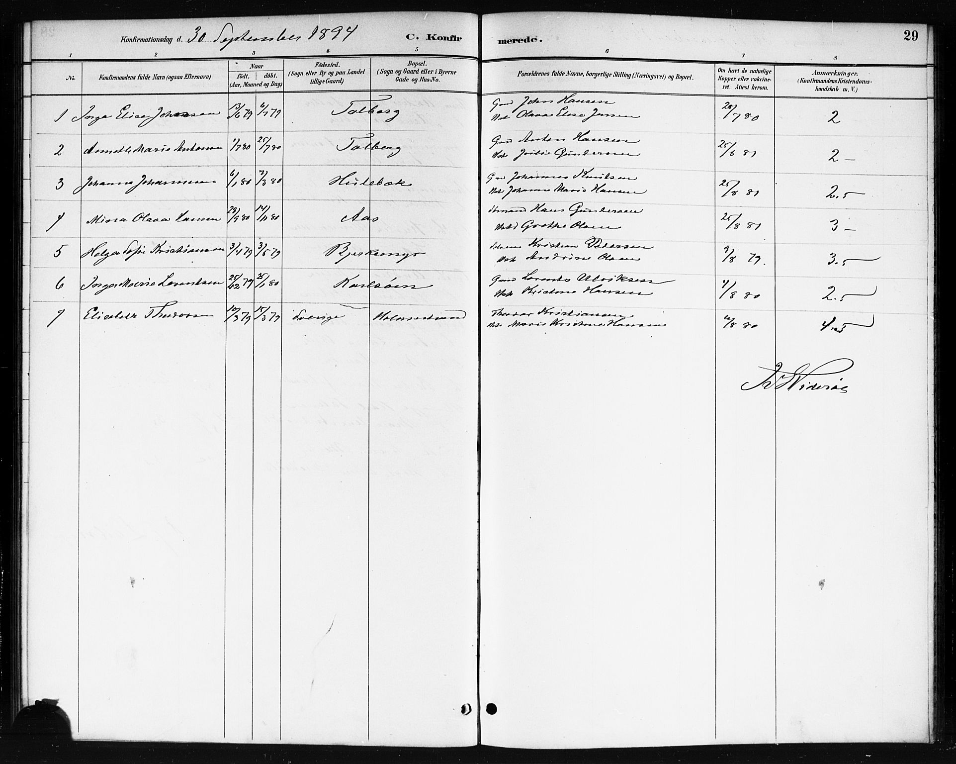 Skjeberg prestekontor Kirkebøker, SAO/A-10923/F/Fb/L0001: Parish register (official) no. II 1, 1886-1894, p. 29